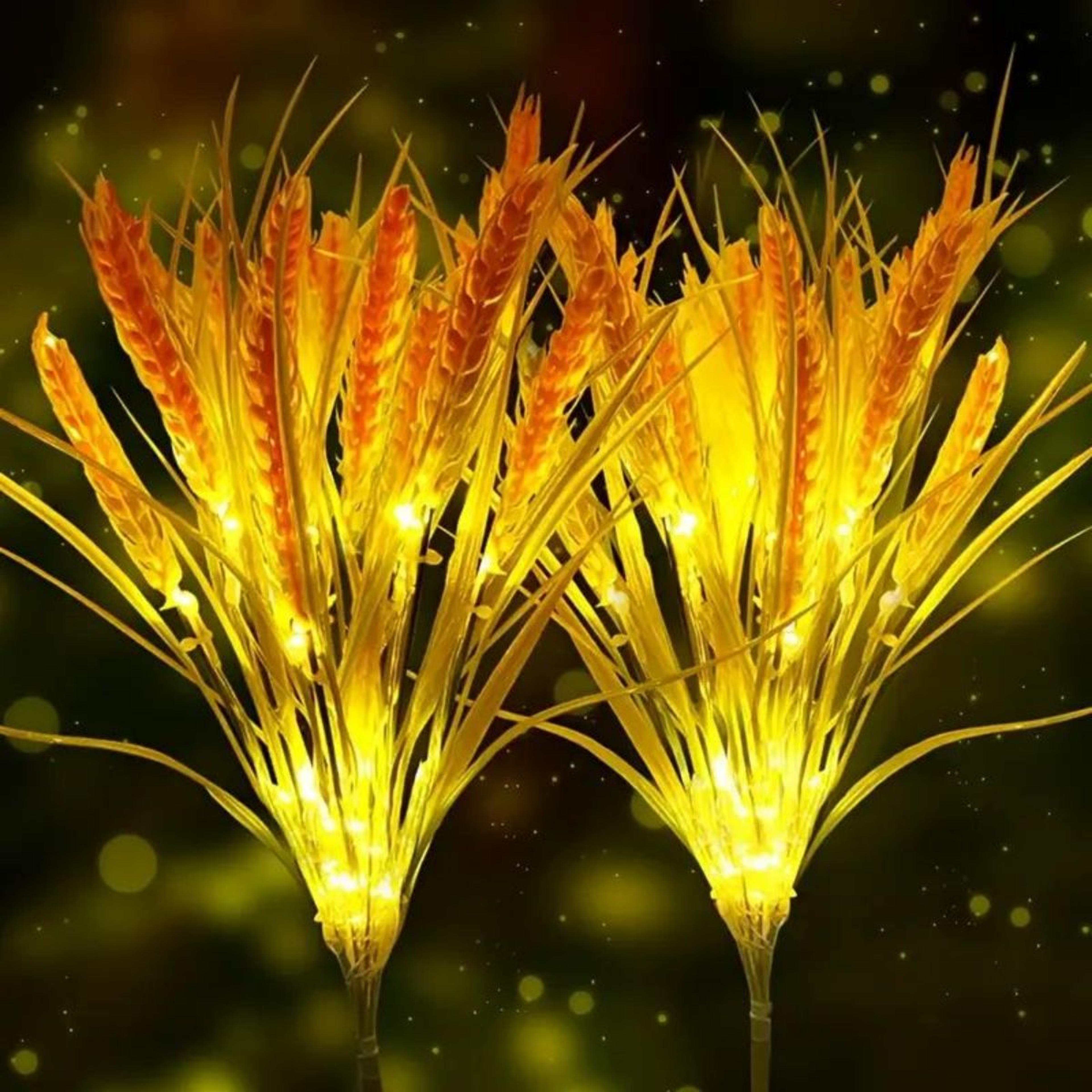dusk to dawn led courtyard decor, waterproof outdoor lighting for autumn seasons, vibrant autumn wheat solar pathway