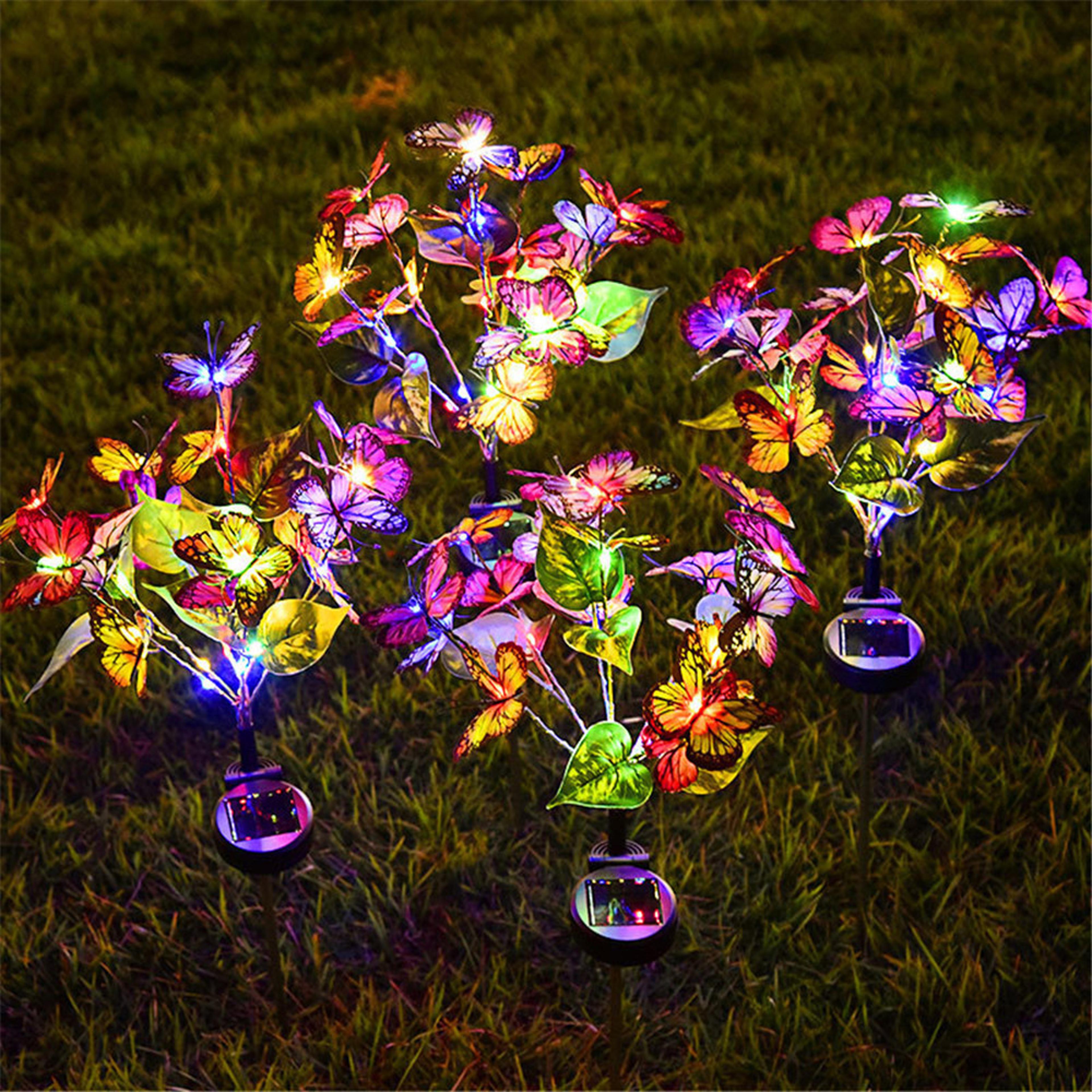 butterfly lawn light ground plug lamp, led solar garden lights simulation, holiday outdoor wedding christmas decoration