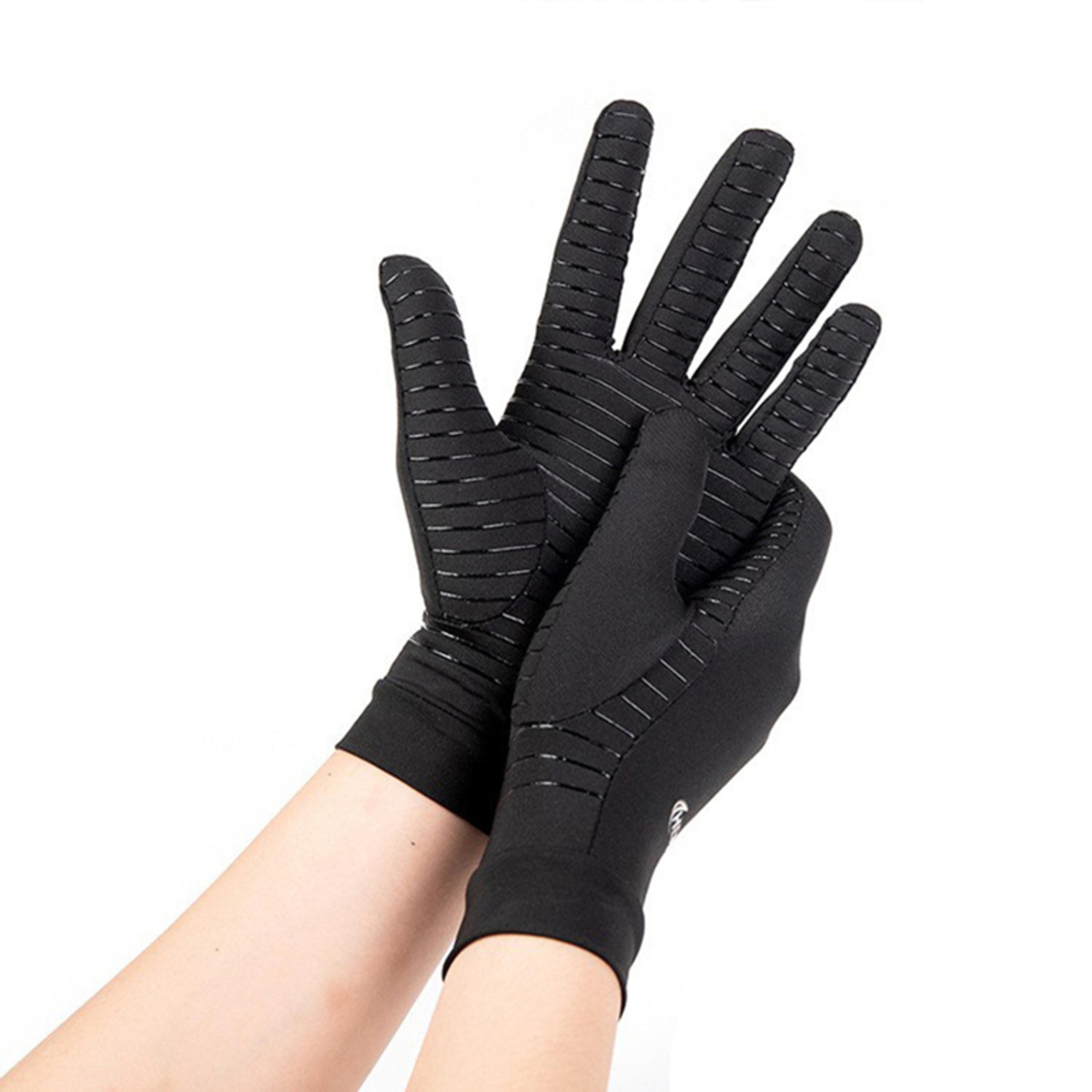 black hand gloves hand wrist support, non slip unisex gloves finger joint wrist pain relief, copper compression gloves