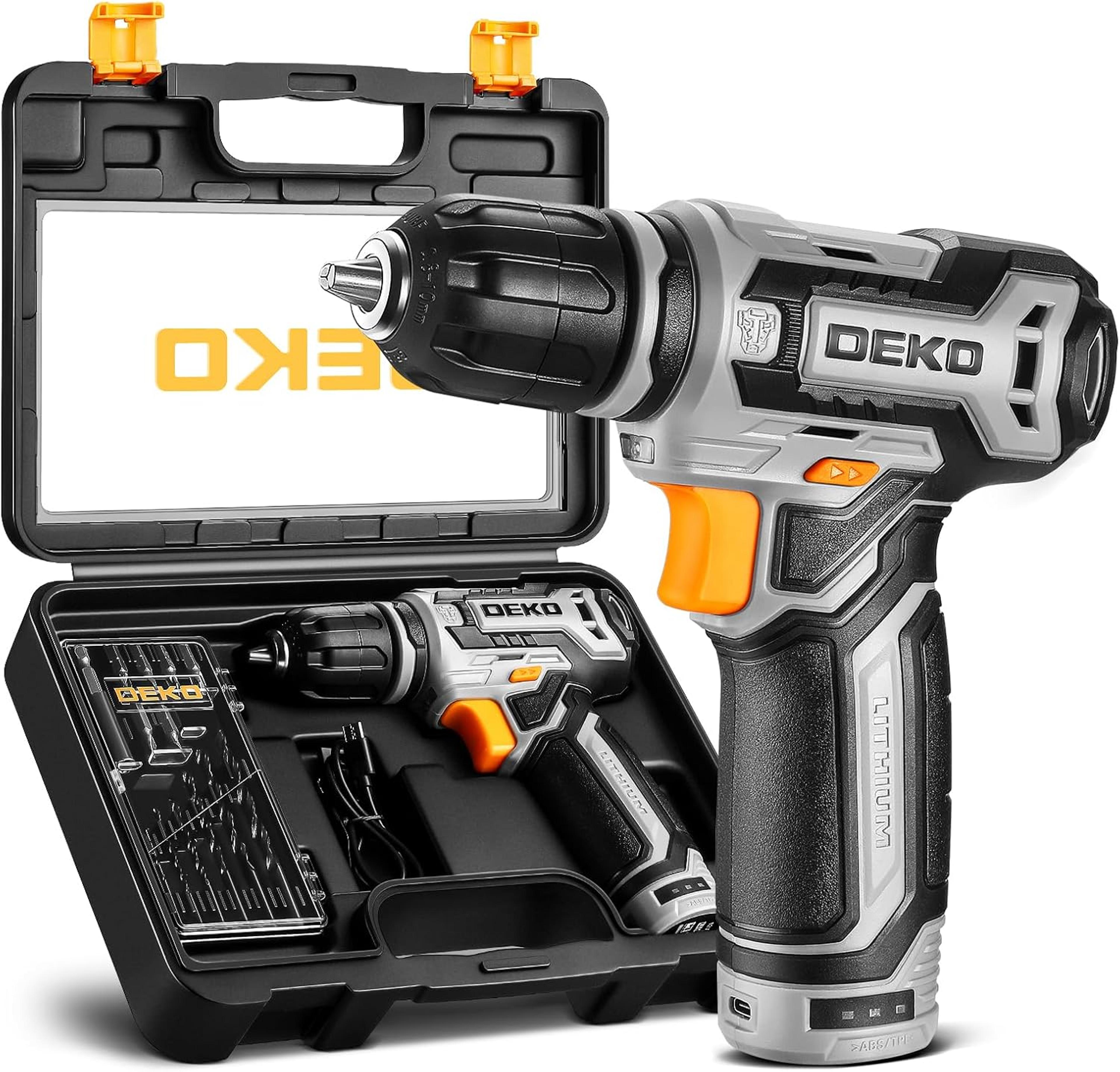 cordless drill set with rechargeable battery, small electric drill with keyless chuck, portable power drill tool