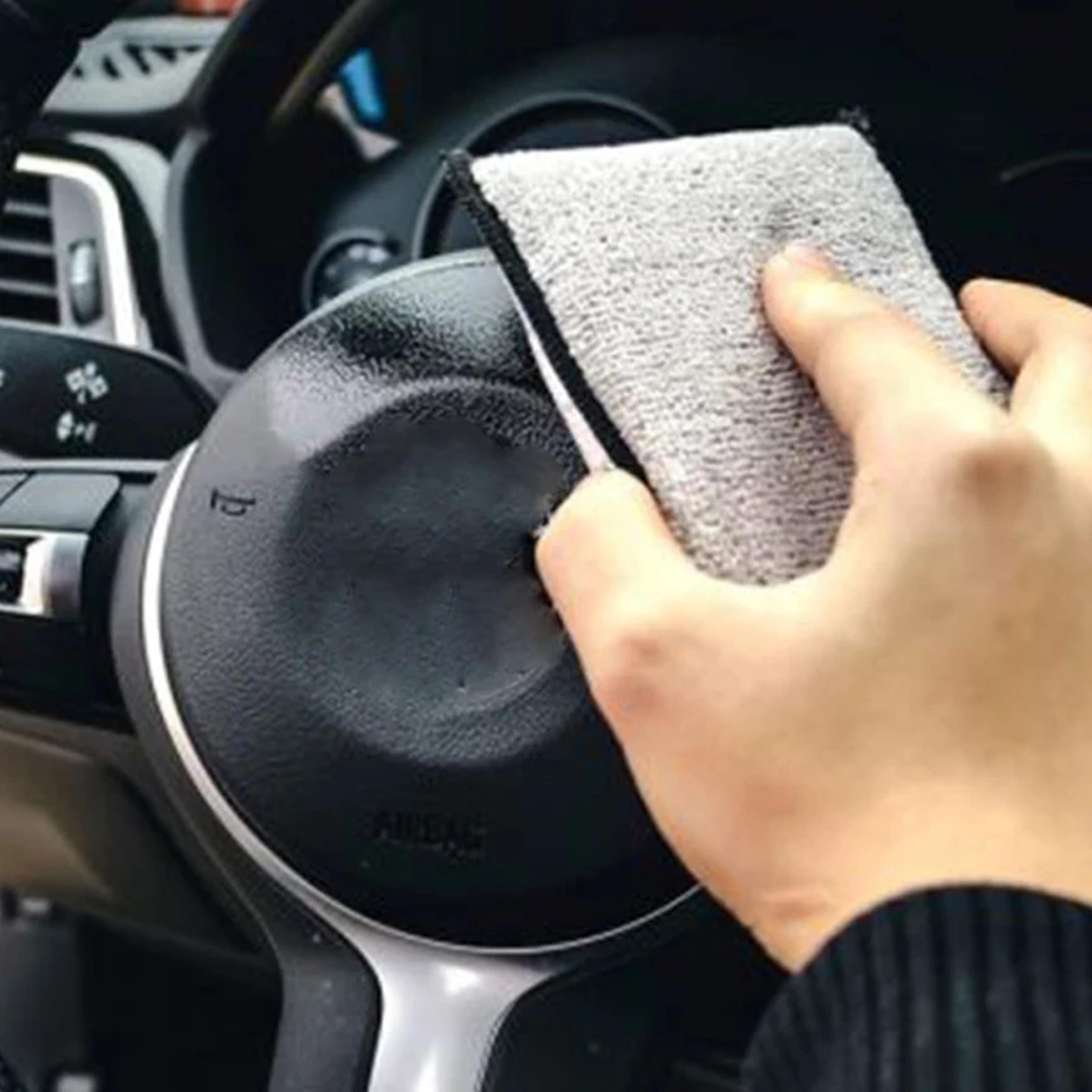 microfiber towel for car leather cleaning, soft double side scrubbing sponge, auto detailing wax sponge