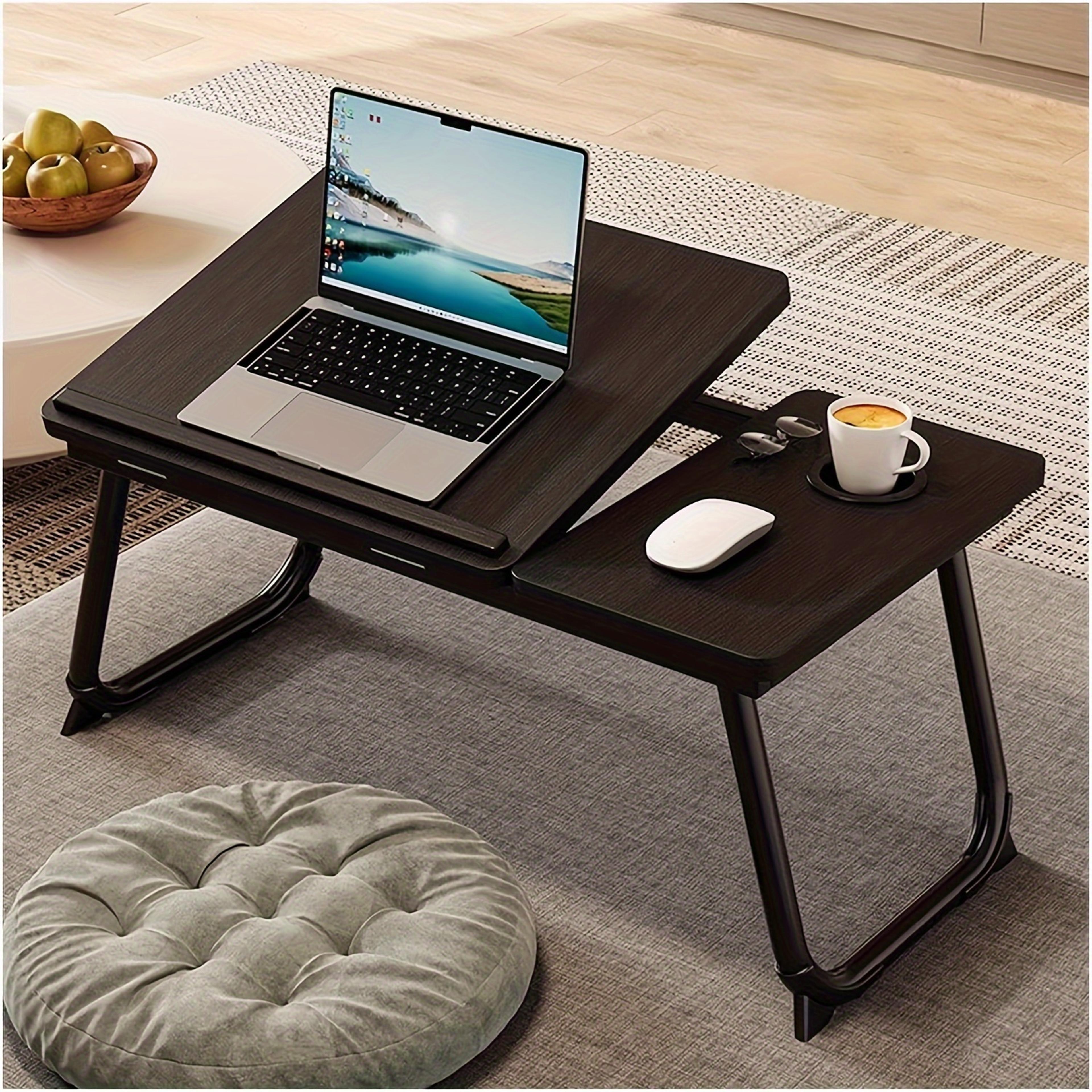 sofa tray, portable bed sofa table, foldable breakfast tray with cup holder, bedside laptop stand, home desk