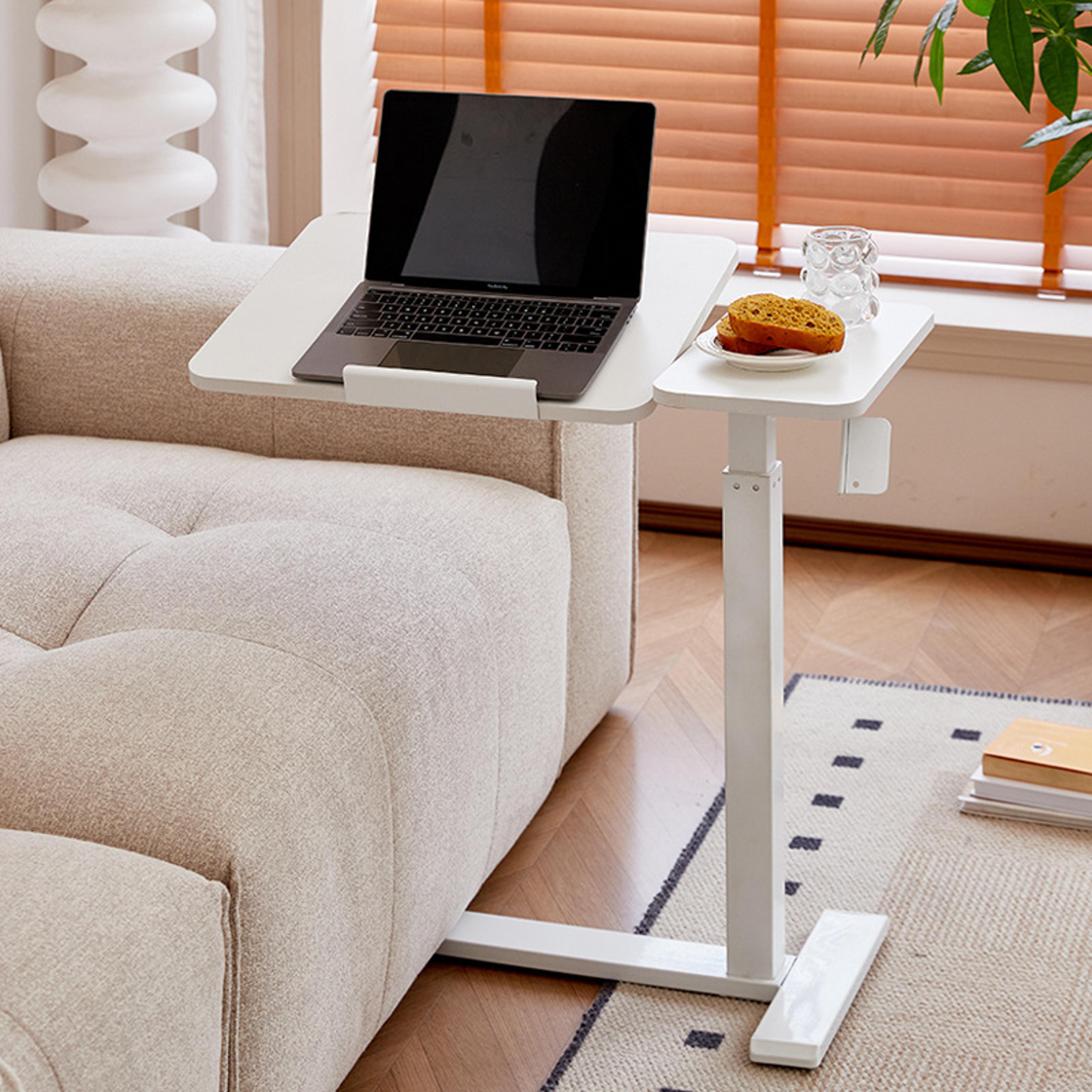 rolling lazy table with adjustable tilt height, moveable computer desk, overbed corner desk with wheels for home office