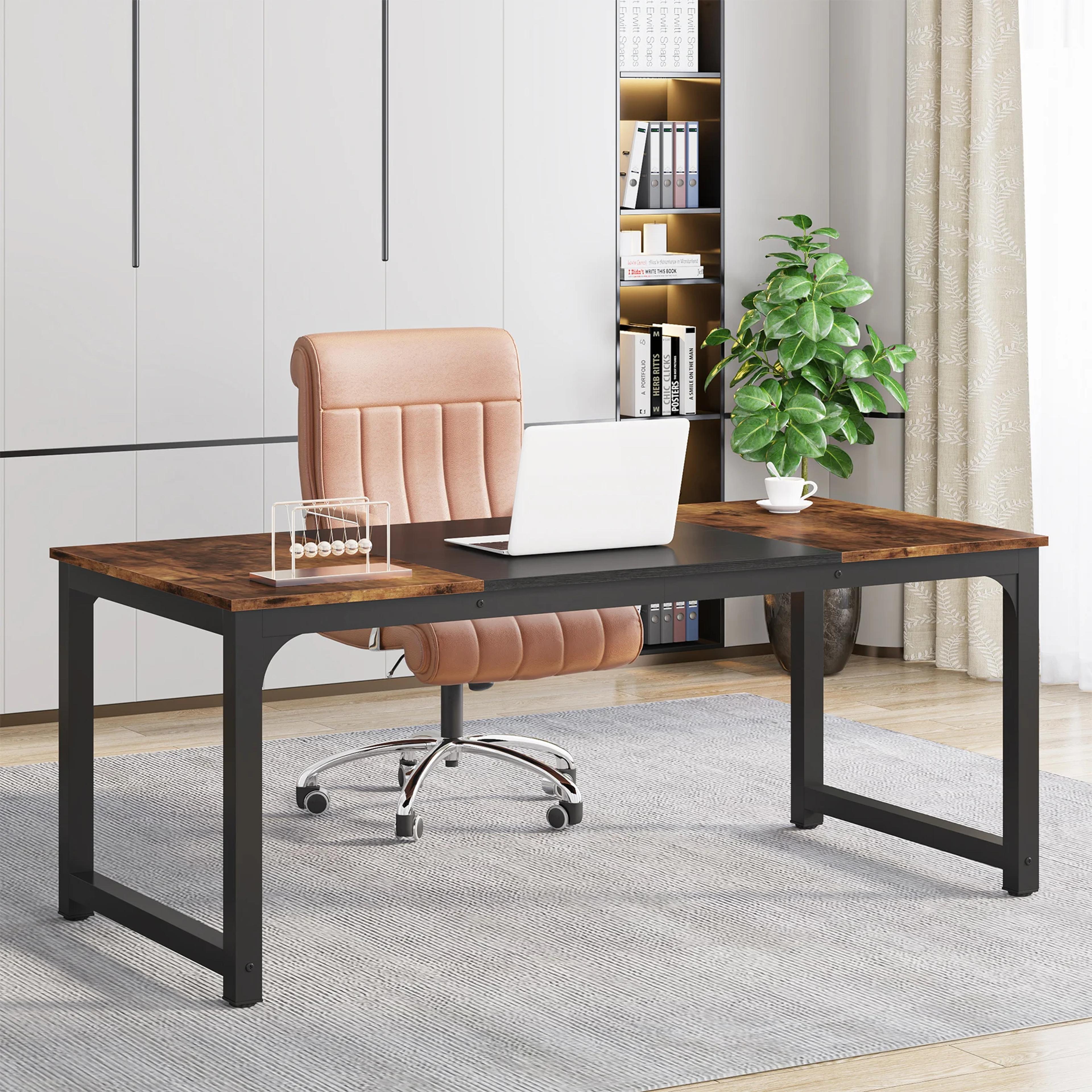 tribesigns large office desk, study writing desk workstation, modern computer desk, computer table for home office