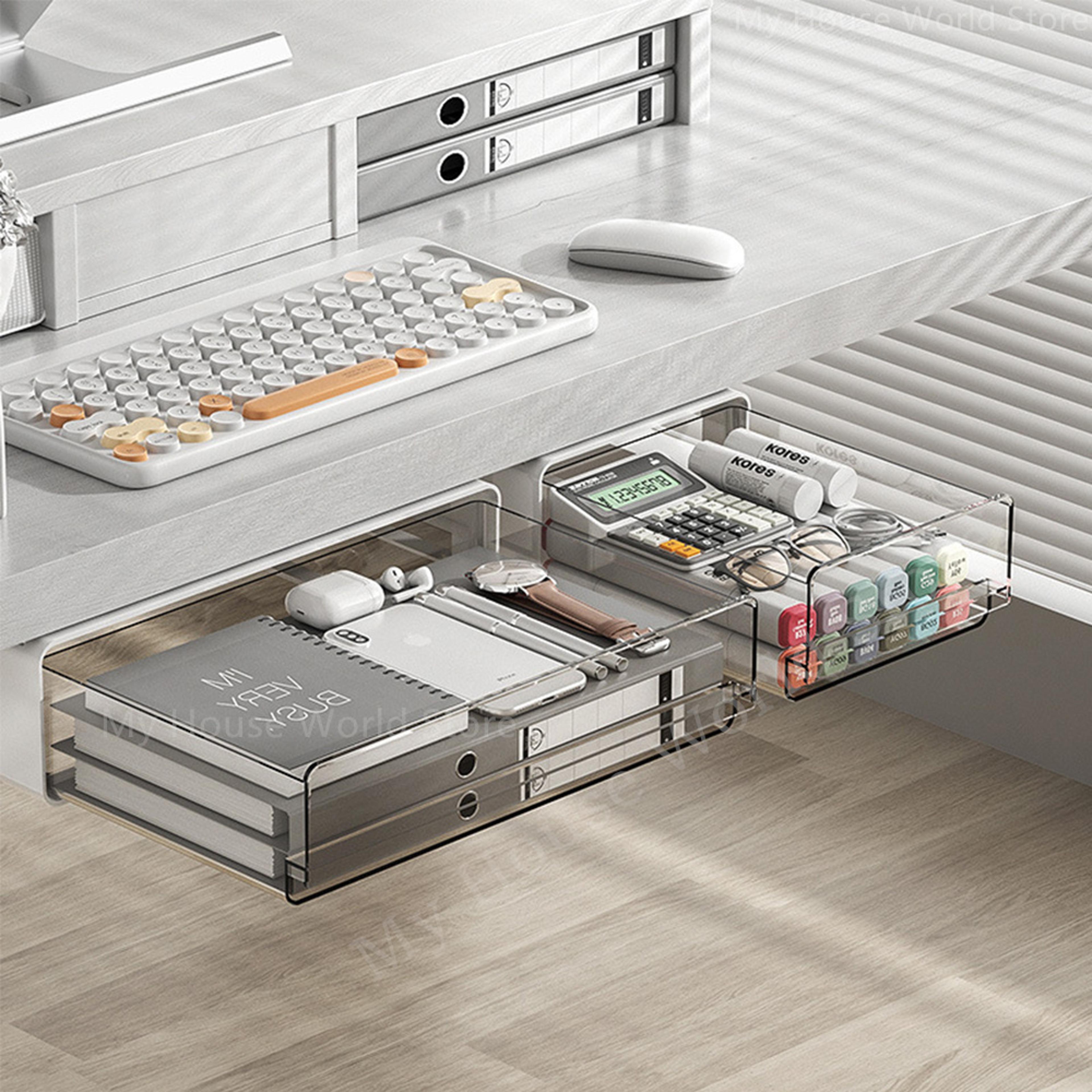 hidden self-adhesive drawer storage box, under table cabinet, office desk storage rack, cosmetics and stationery
