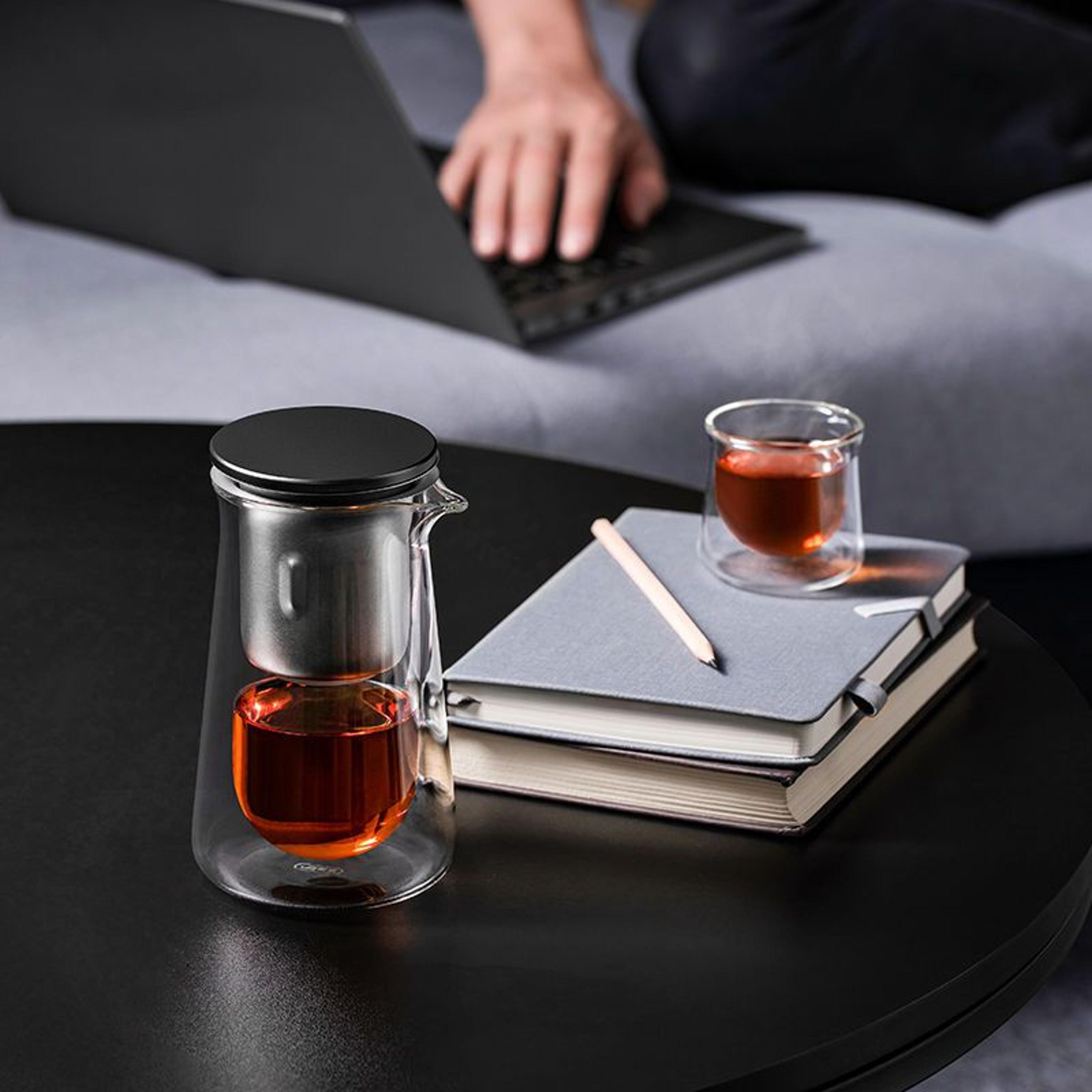 premium glass teapot with one-button filtration, heat-resistant, anti-scald tea brewer, magnetic water separation cup