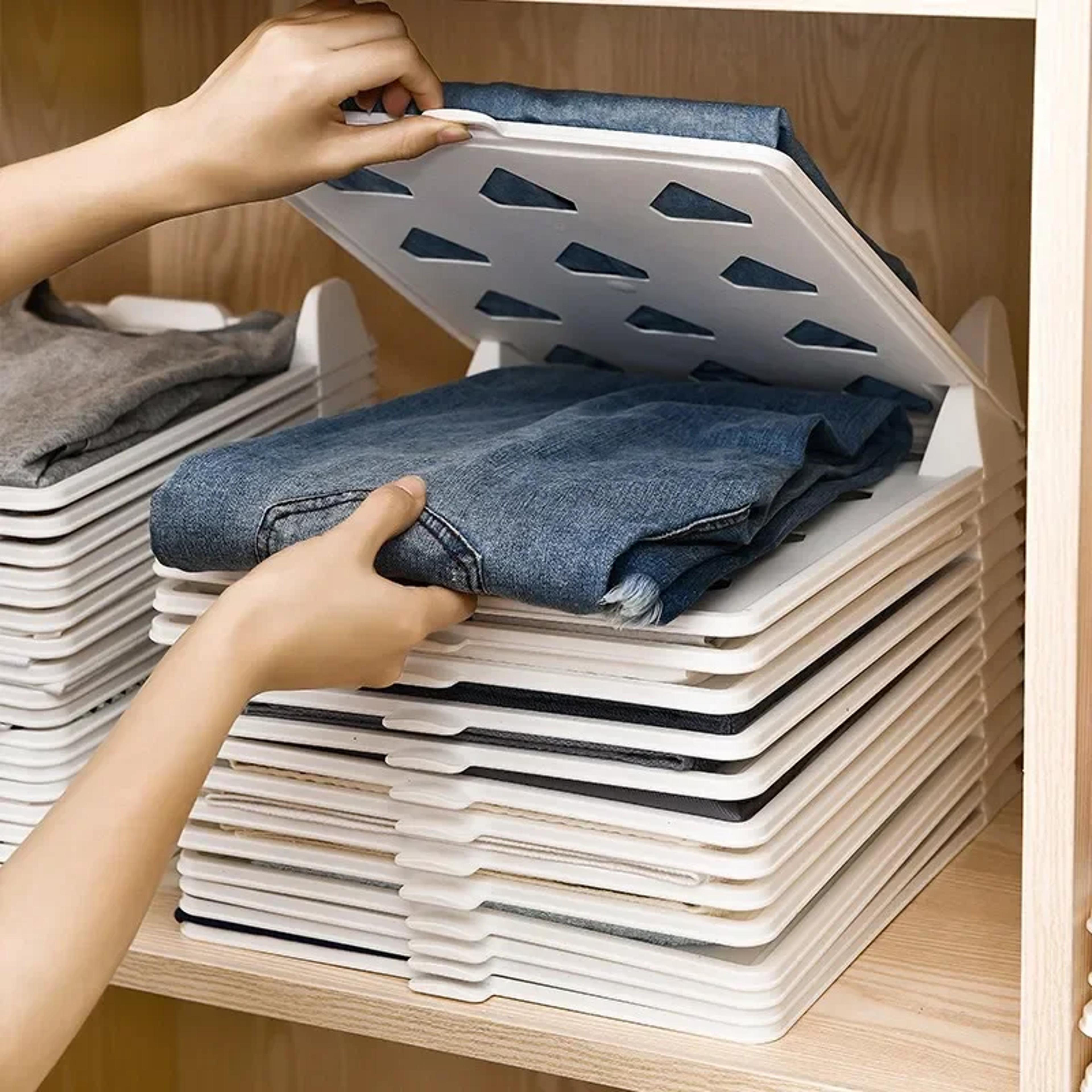 t-shirt folding organizer, stackable shirt organizers, clothes separator for easy folding