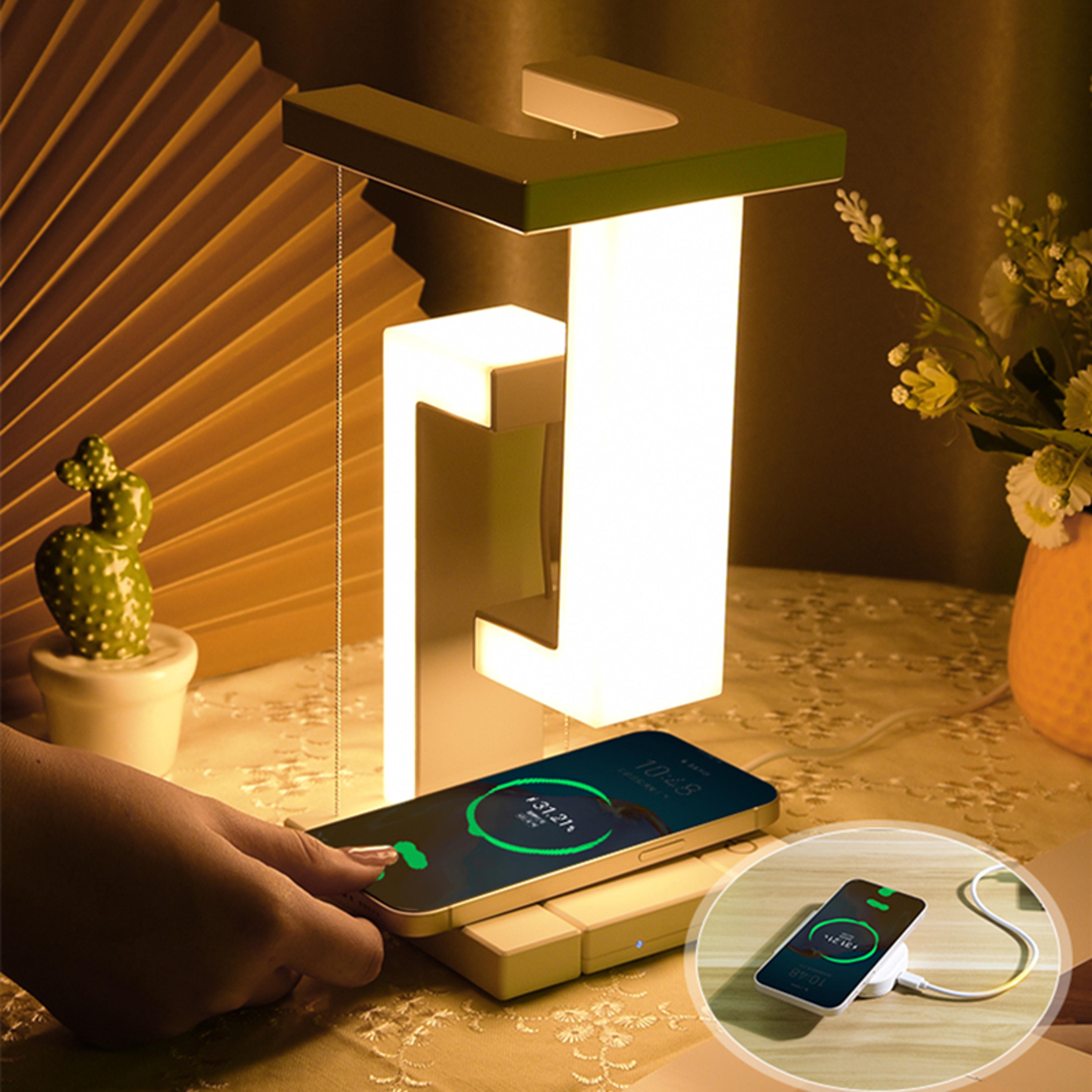 wireless charging floating lamp with detachable light, decorative lamp for office and bedroom, modern home decor light