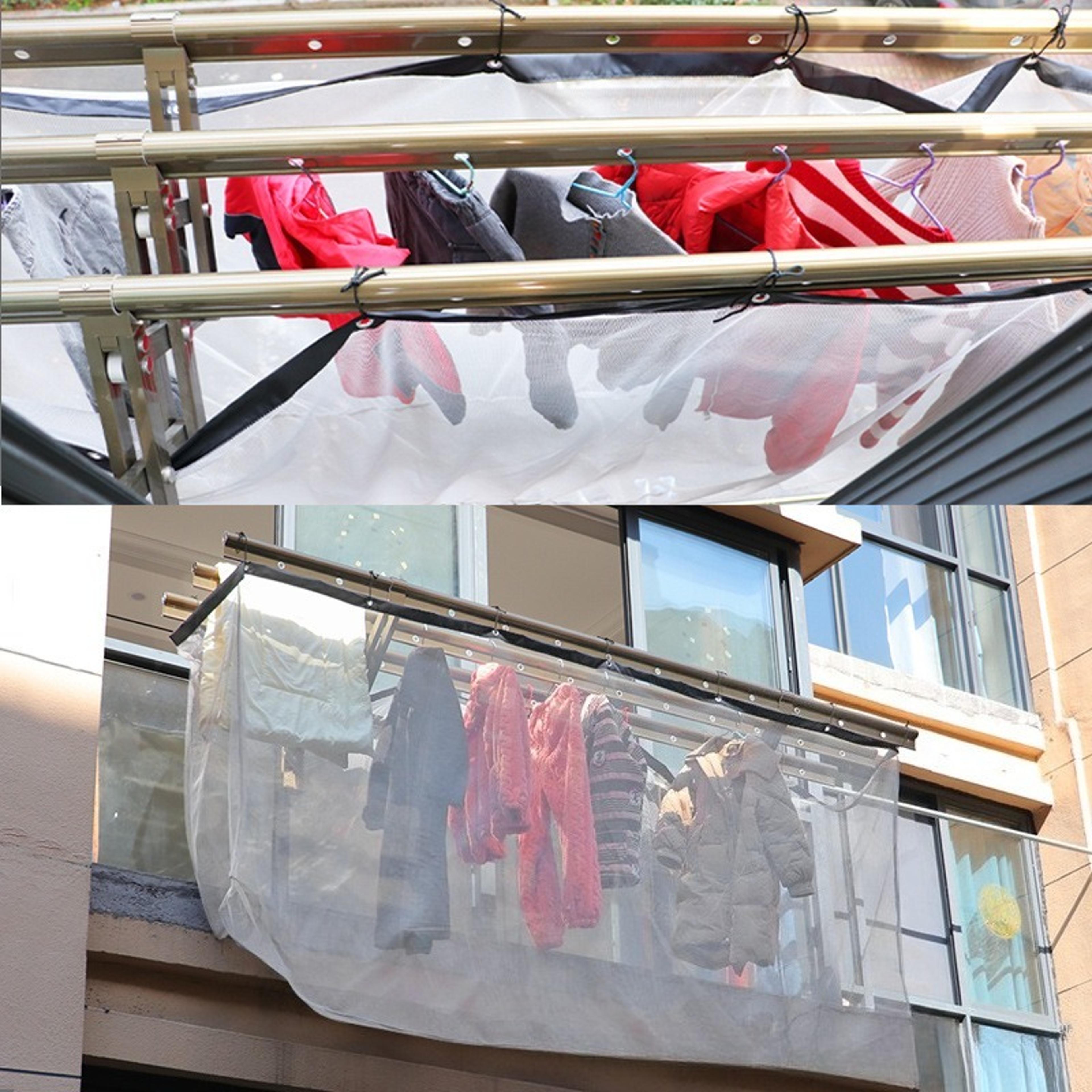 anti-drop mesh cover for clothes, outdoor high-rise balcony telescopic drying pocket, household clothes protector