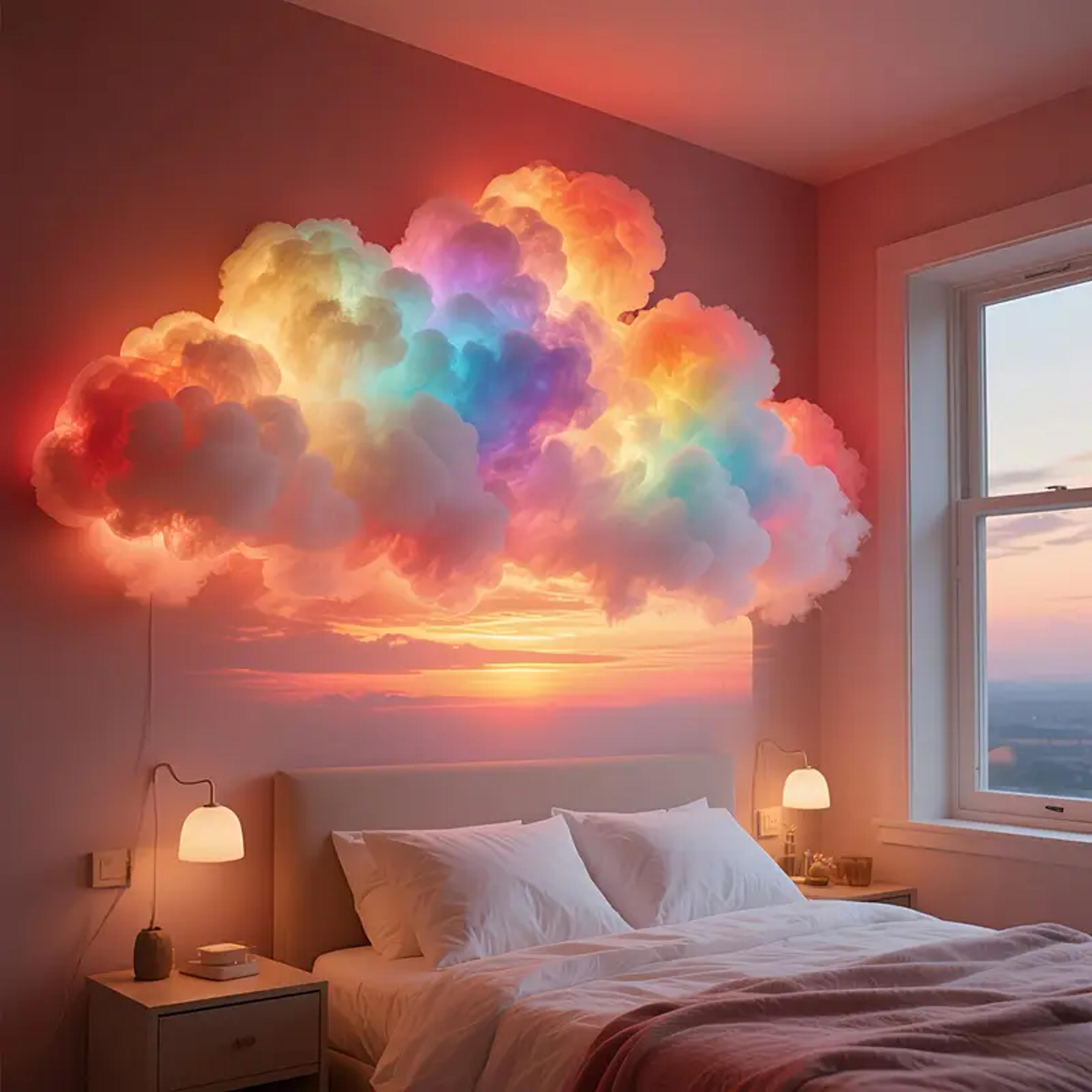 thunder cloud led light, remote control, app diy color changing lamp, perfect for game room, party, club, home decor