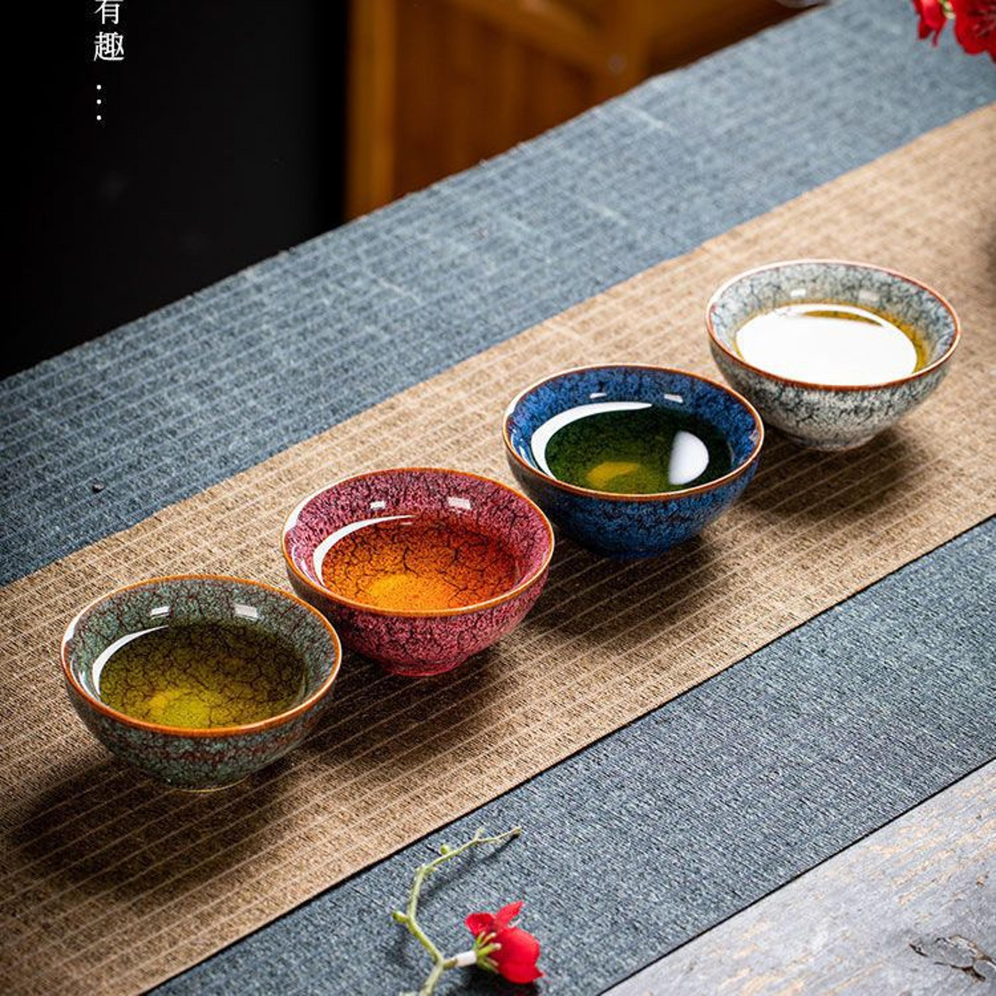 four seasons kiln transformed tea cup, ceramic tea cup tea bowl kung fu tea set household souvenir gift box