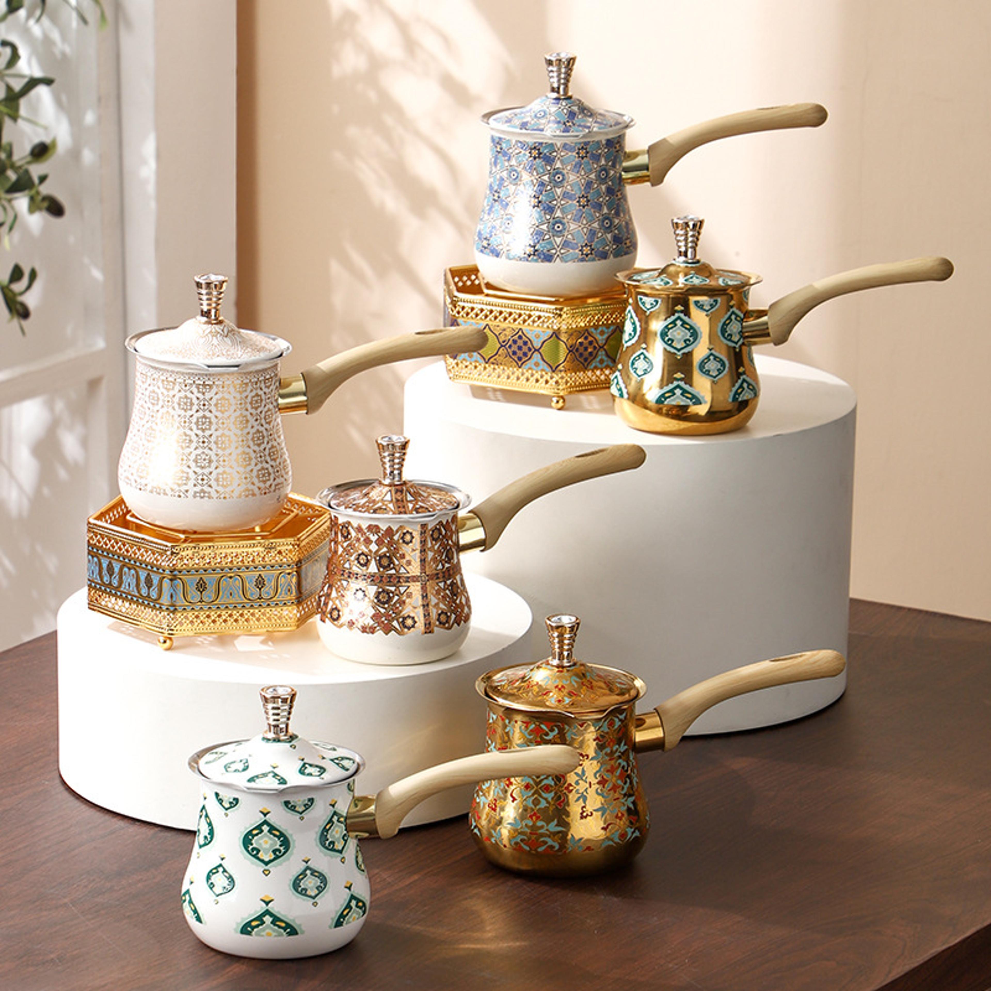 turkish coffee pot stainless steel with lid, tea pots and kettles for tea, chocolate butter milk maker cup