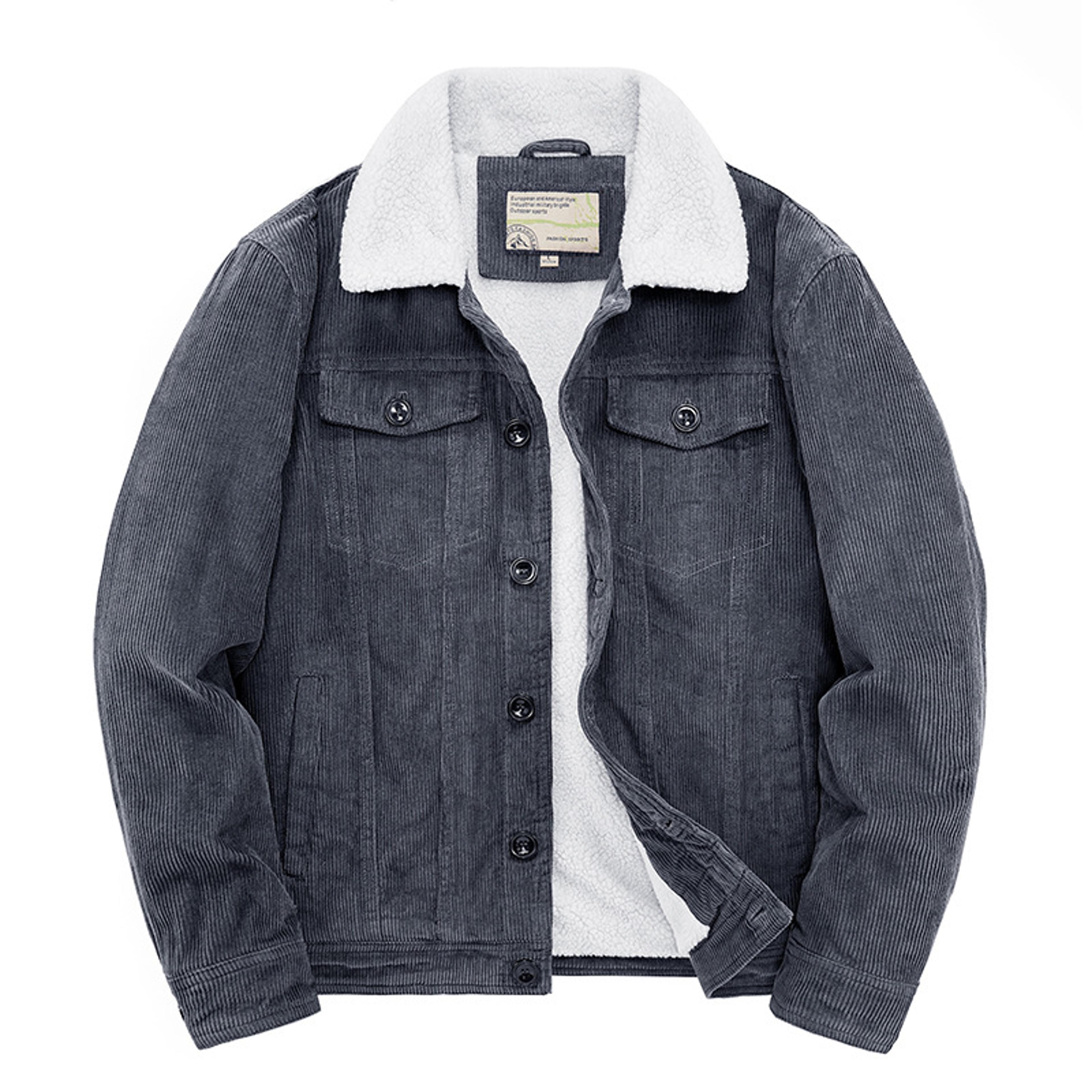 winter men's casual windbreaker, male cotton jackets padded warm, loose parka coat corduroy short jacket, man solid zip