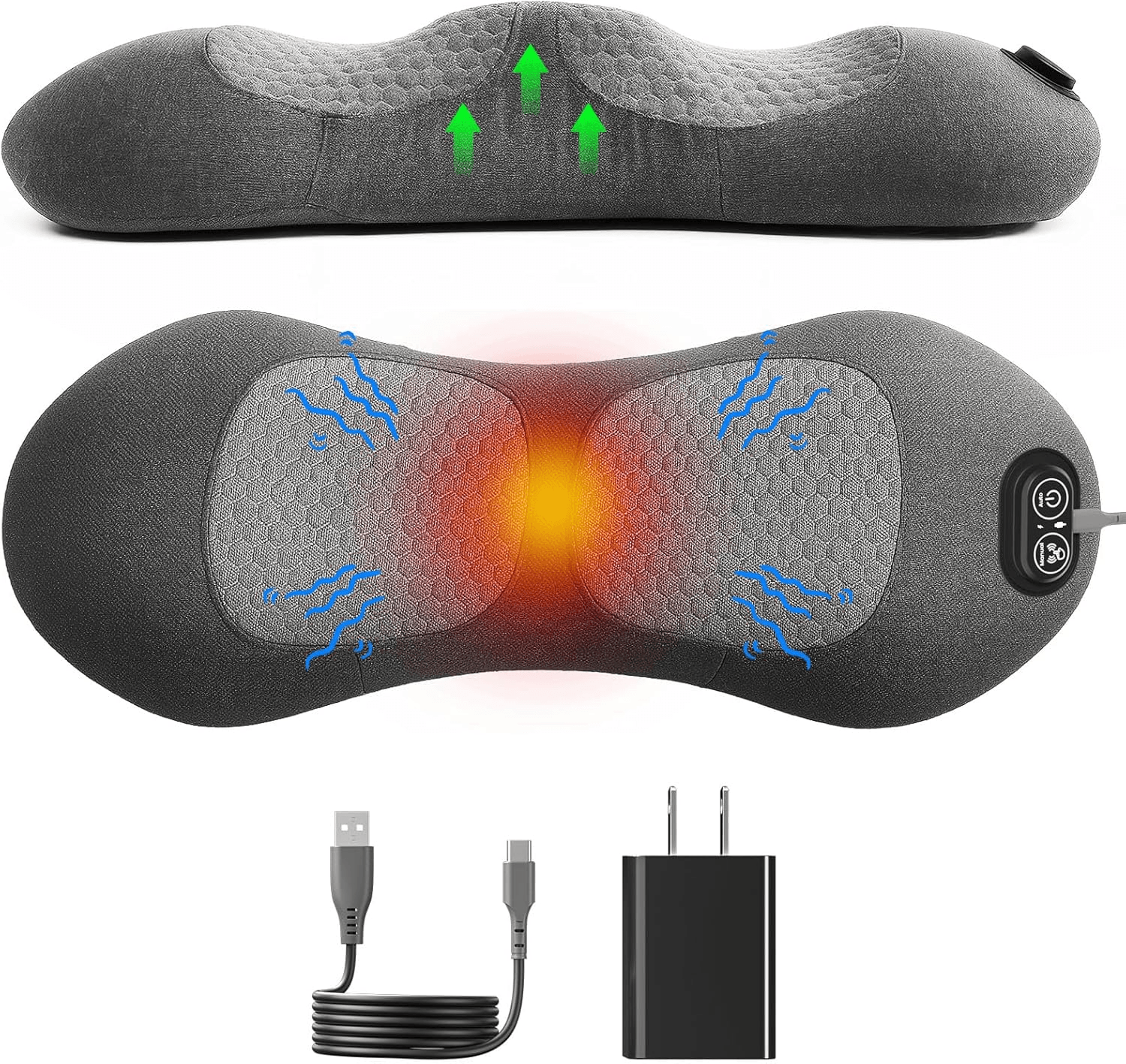 back massager for neck, back & shoulders – heat, vibration & traction therapy for instant pain relief