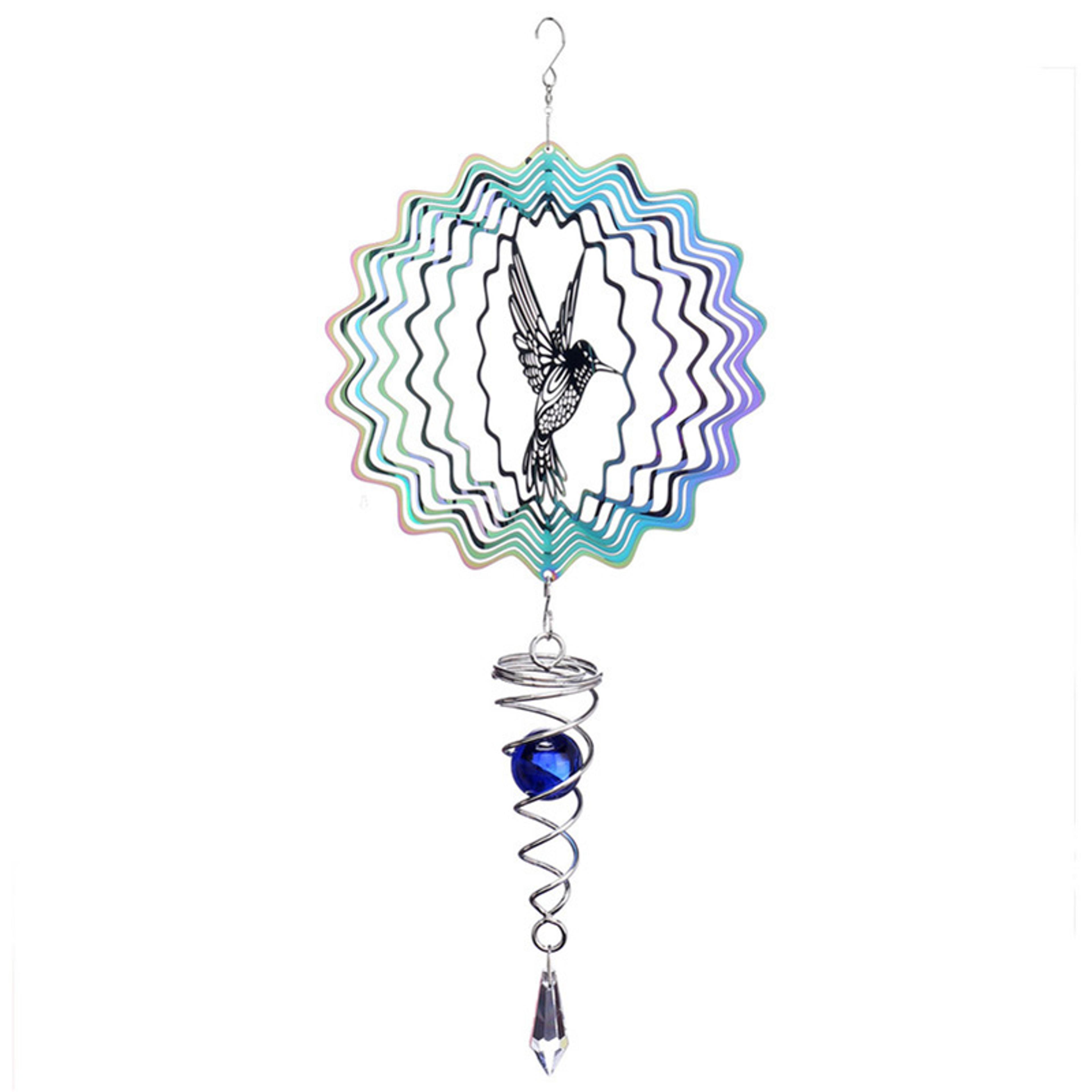 hummingbird wind chimes crystal stained glass sun catcher outdoor garden decoration