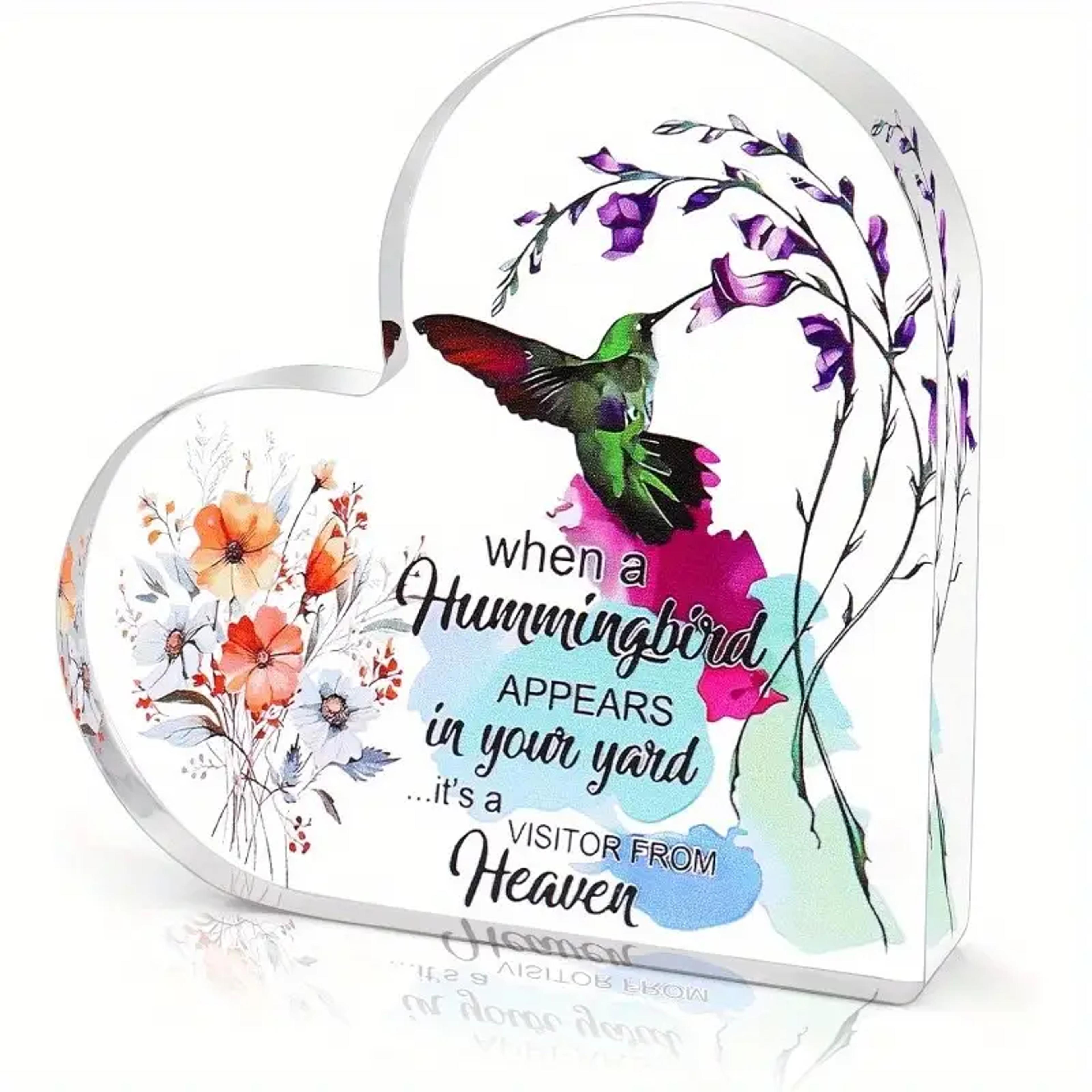 acrylic hummingbird table decor heart shaped keepsake