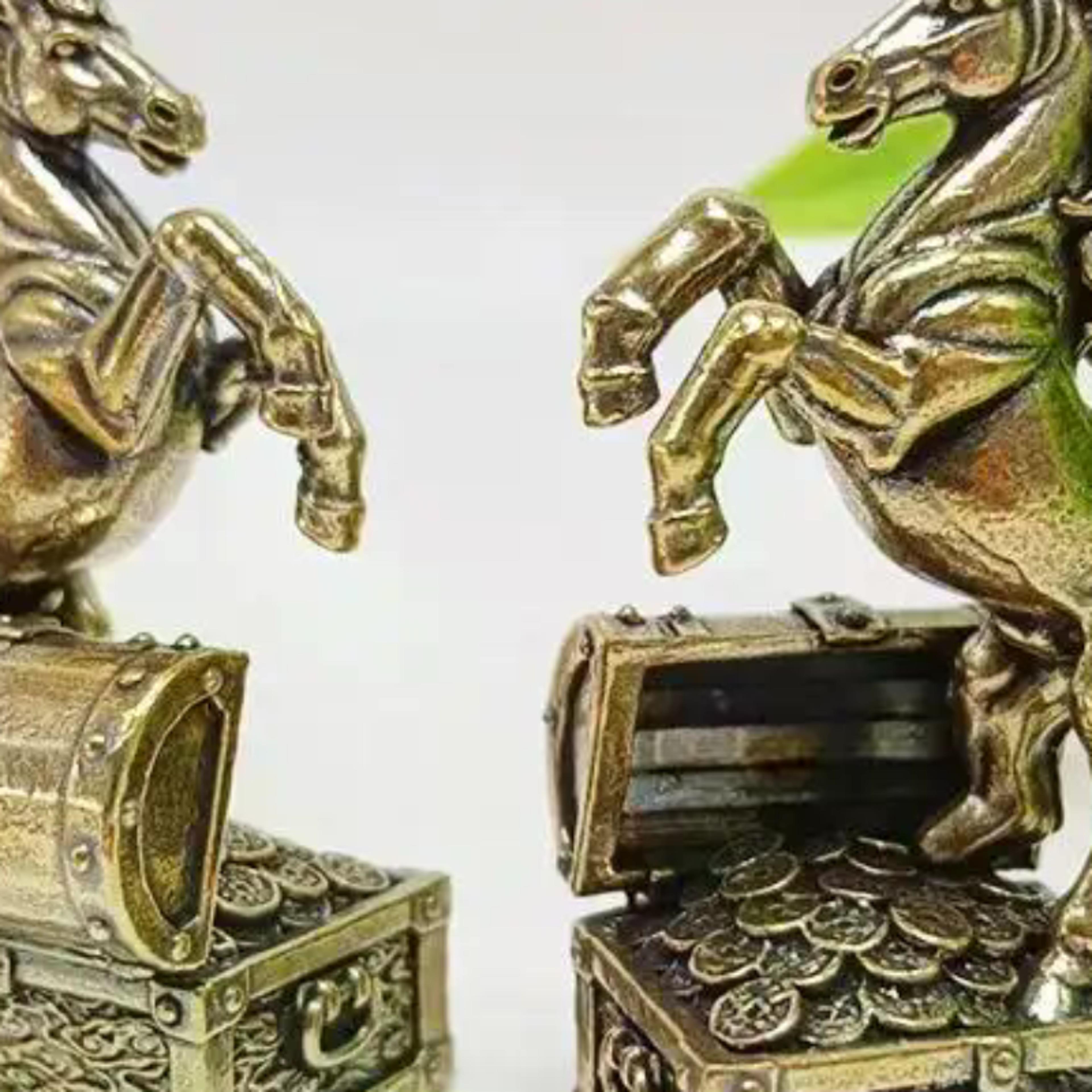 brass zodiac horse statue miniature feng shui decor figurine