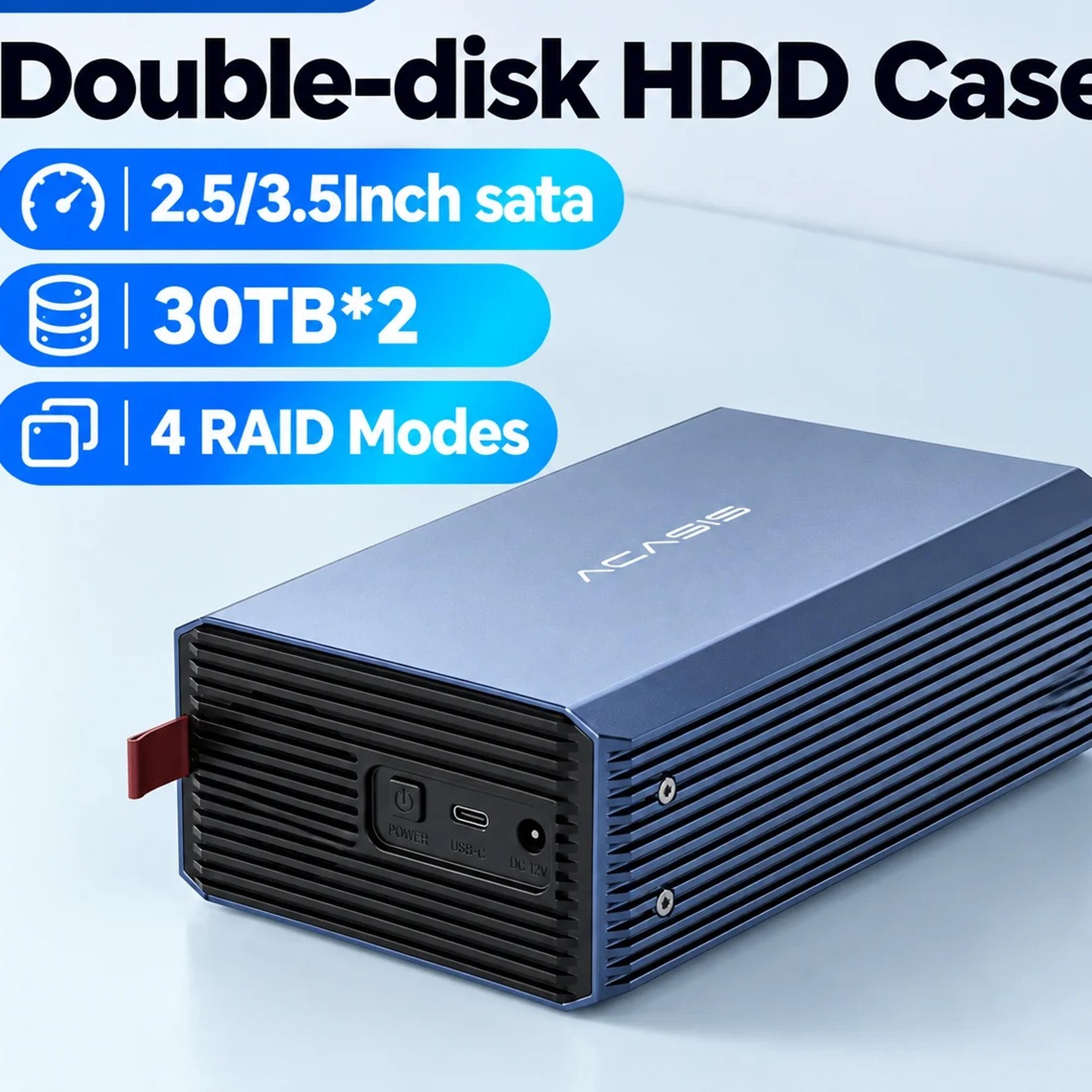dual bay sata hdd enclosure with usb c connection and raid support for data backup