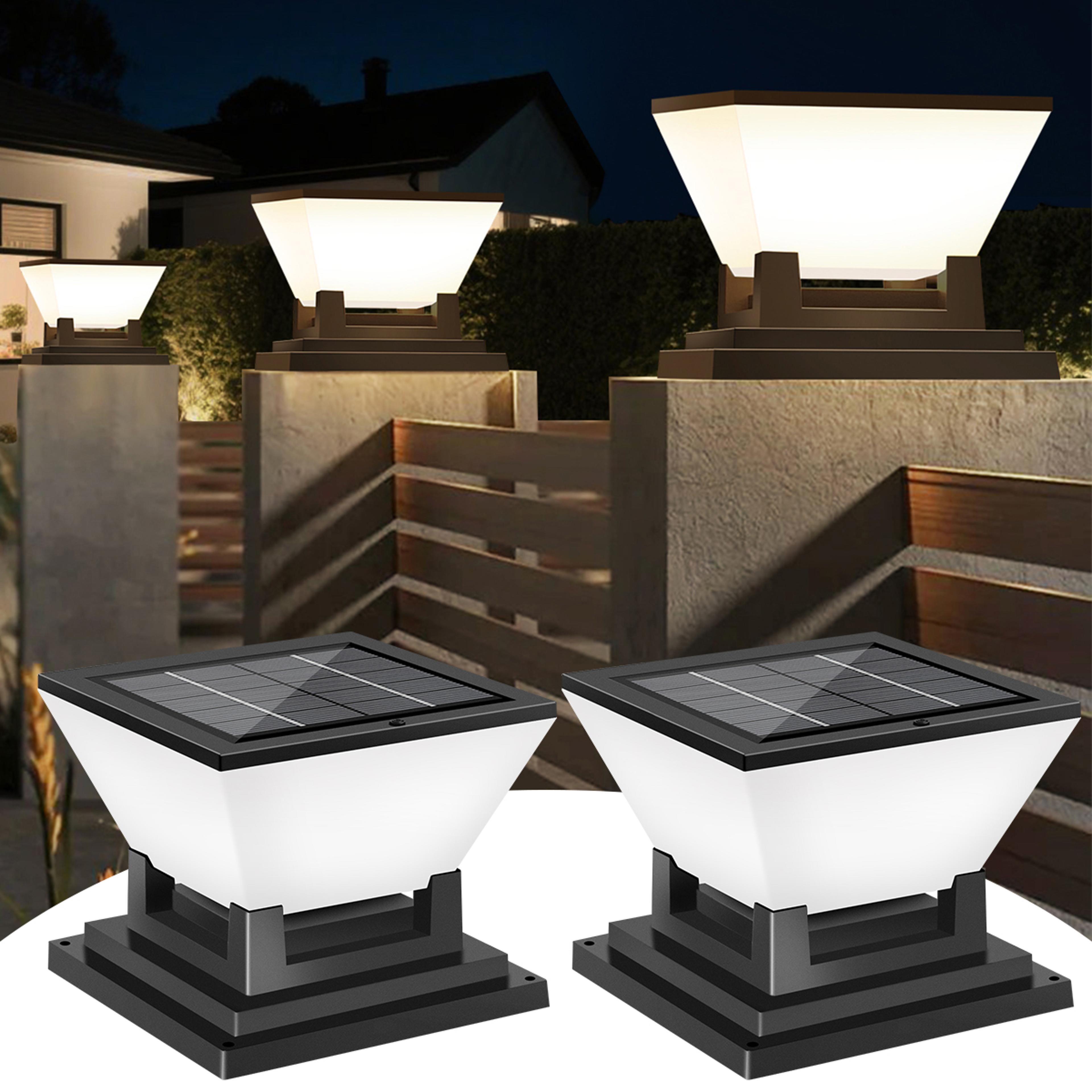 solar post light with dusk to dawn sensor outdoor led garden light