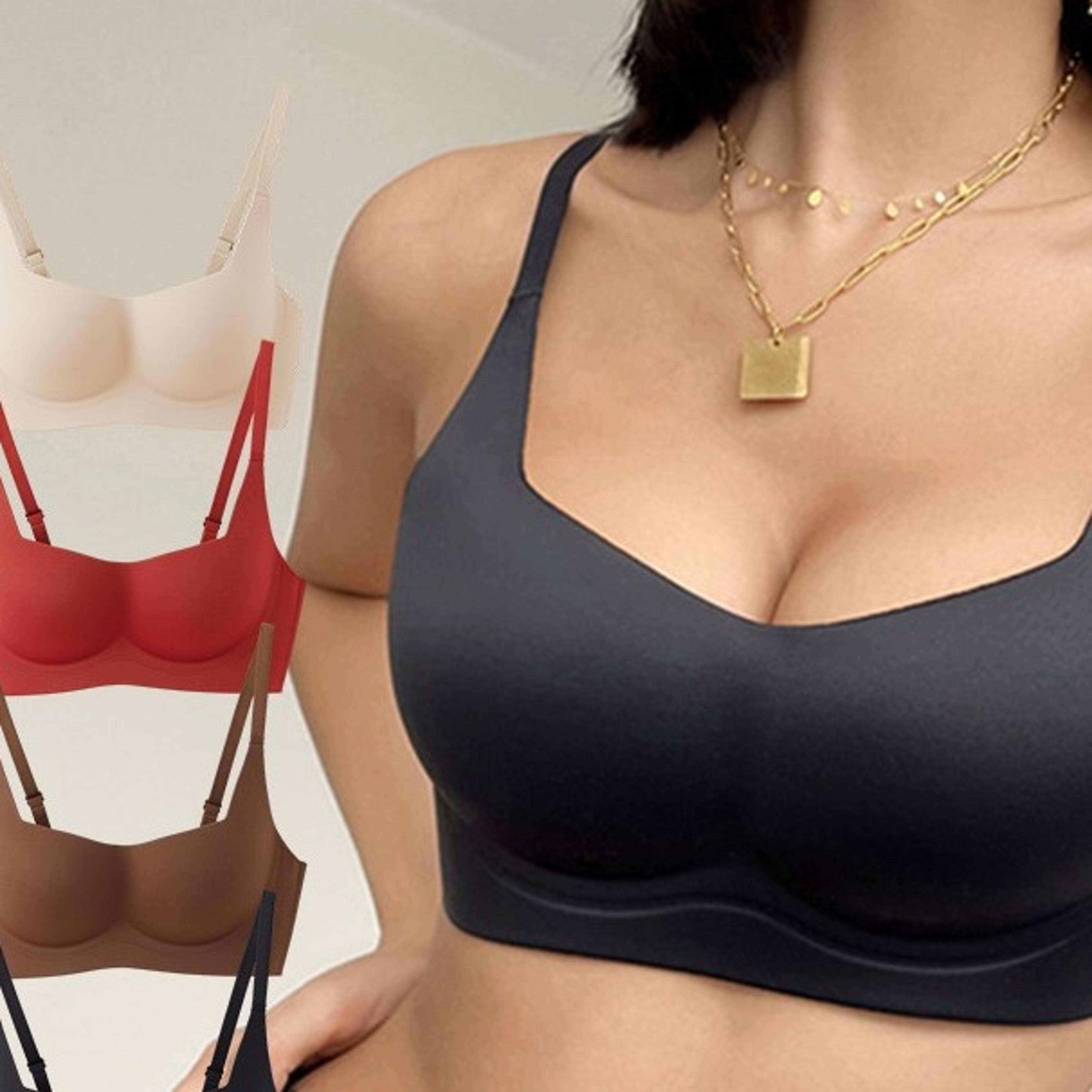 womens seamless wire free push up bra with adjustable straps