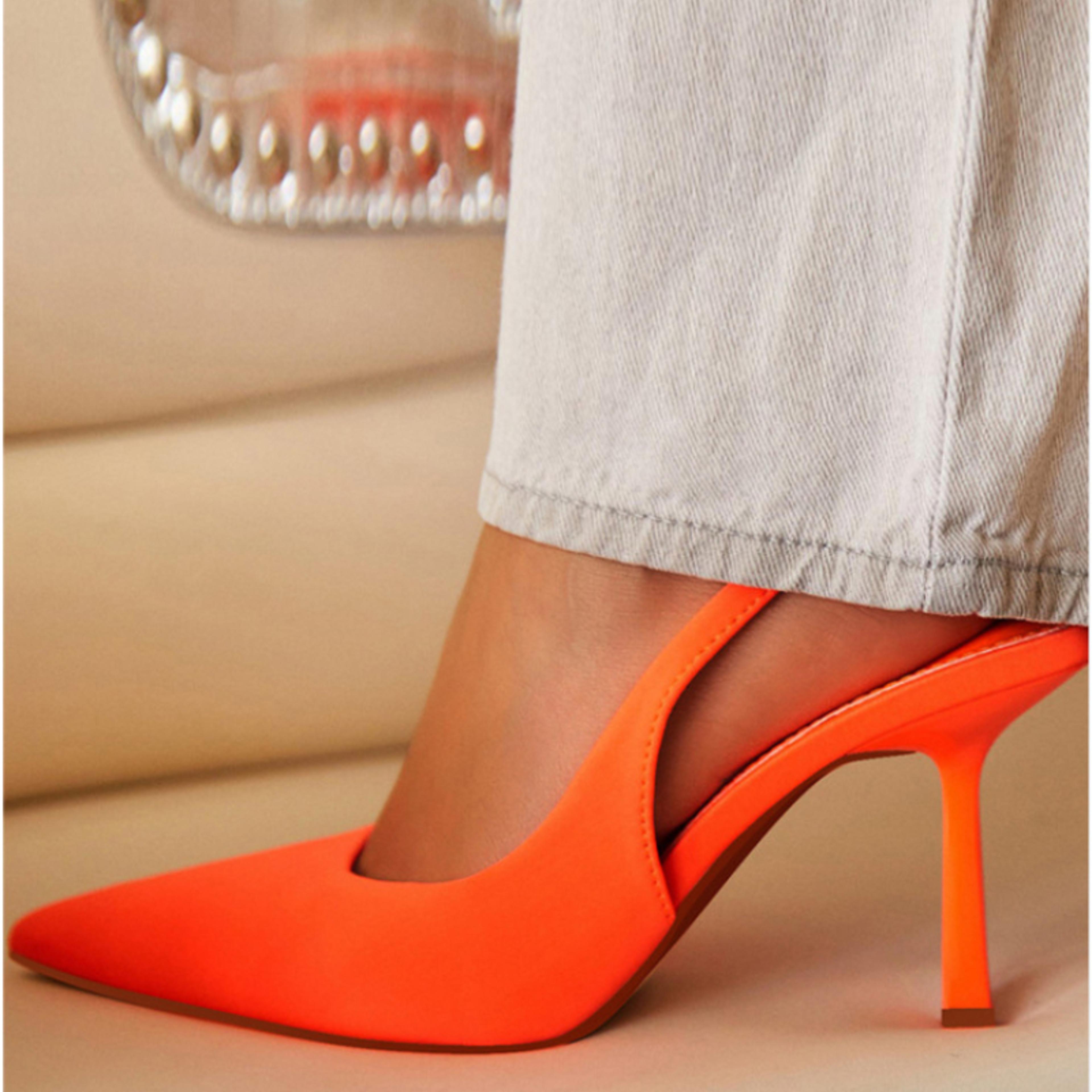 womens pointed toe slingback stiletto pumps with elastic slip on design