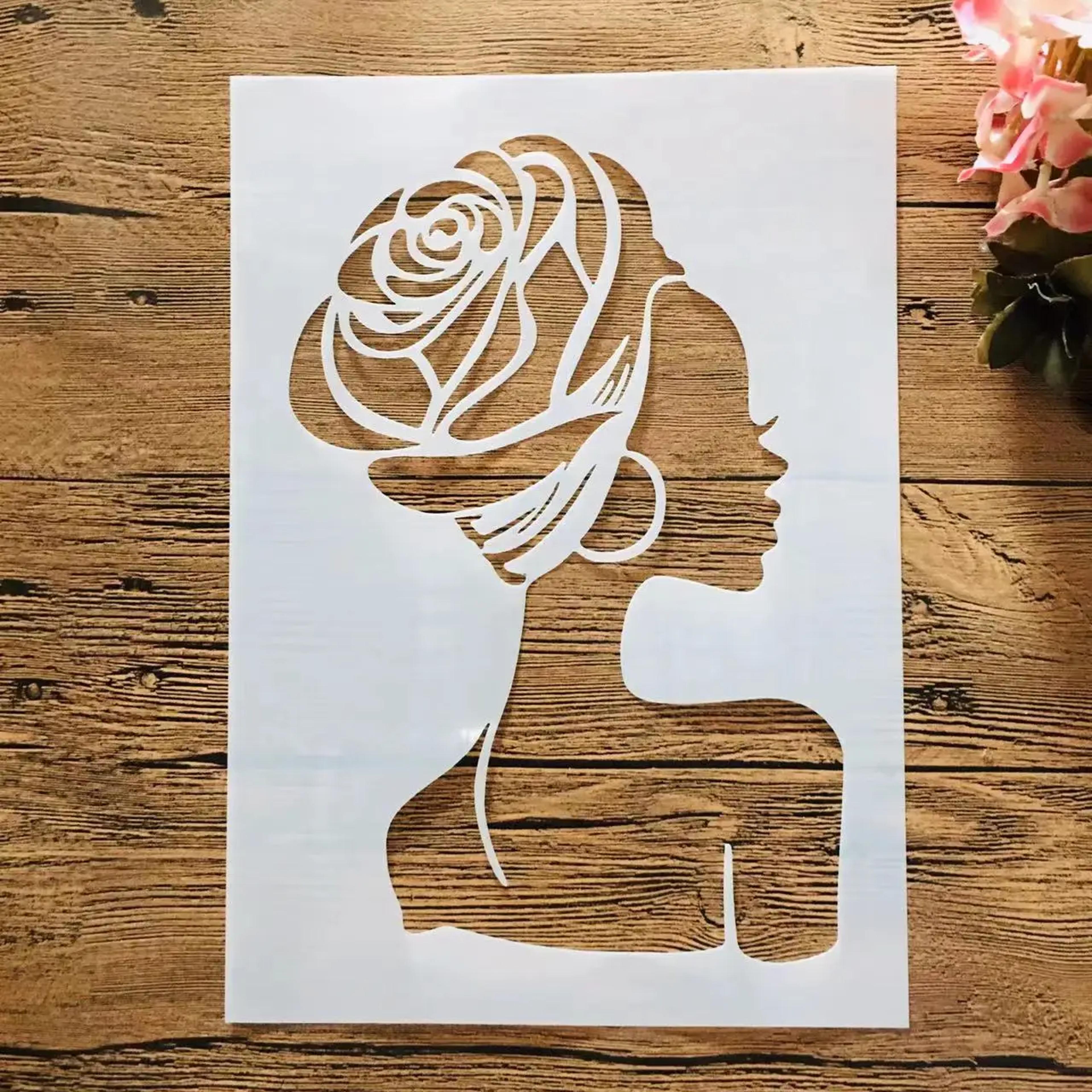 african beauty lady stencil for diy wall painting and scrapbooking