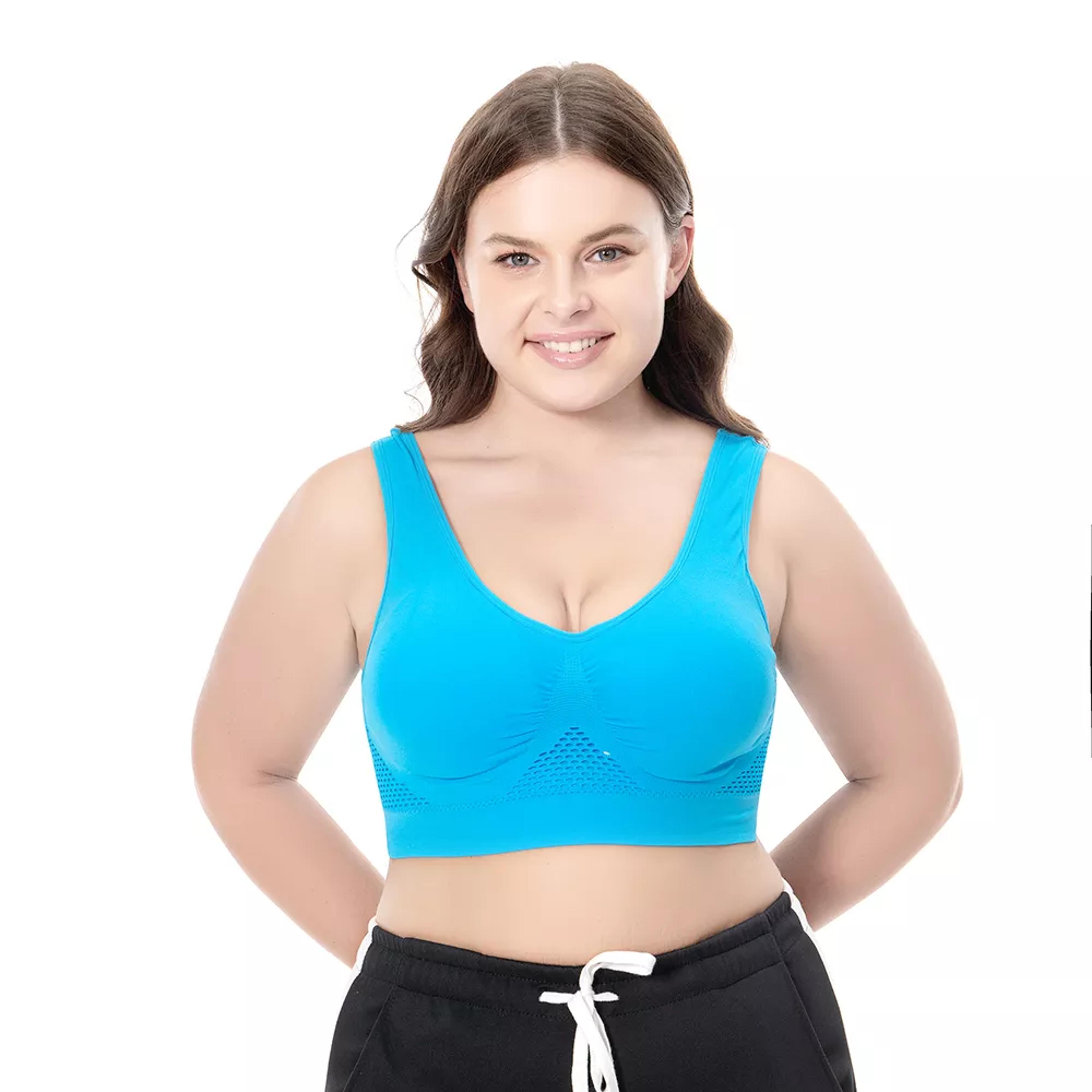 womens wire free padded sports bra with hollow out design for yoga and fitness