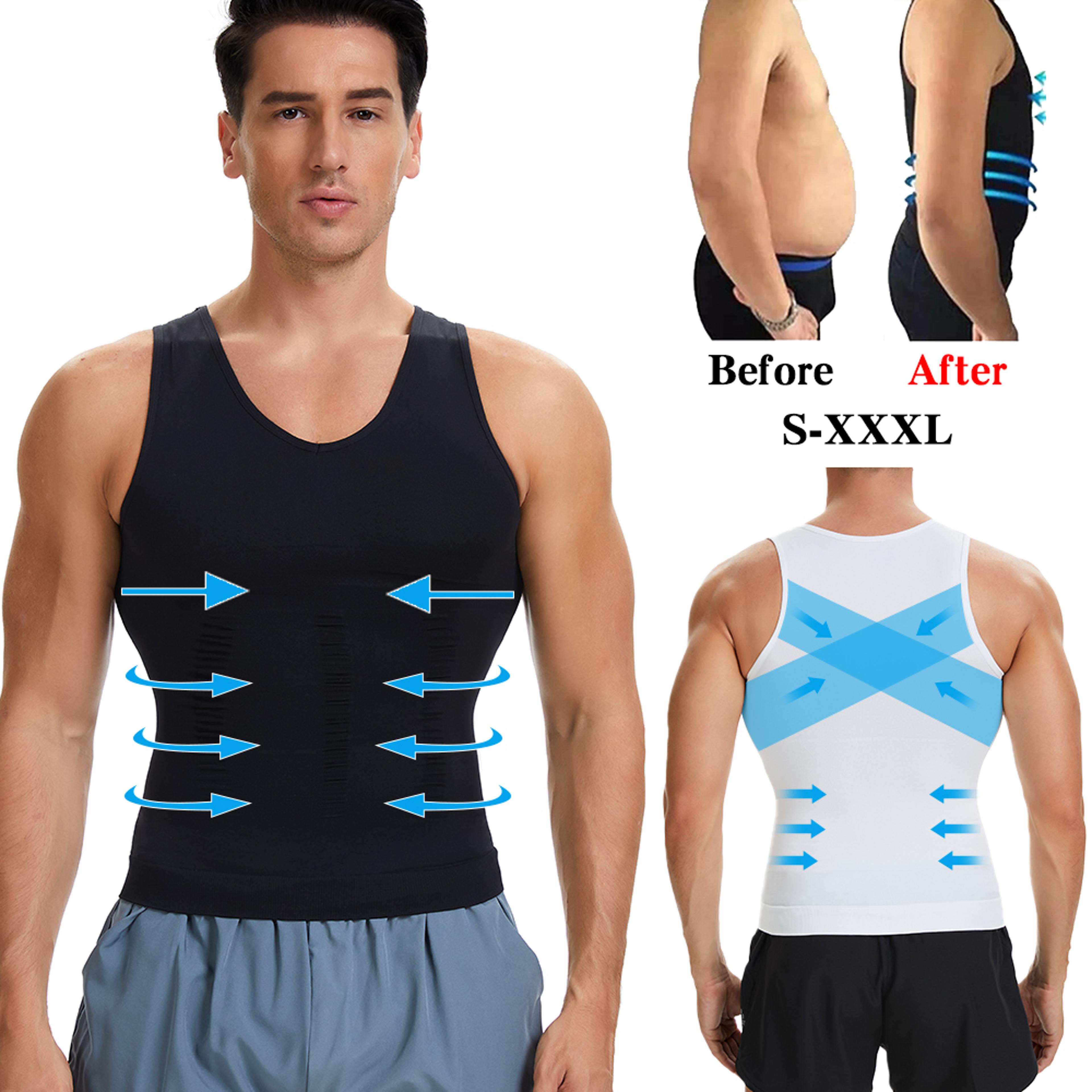 mens compression slimming shirt v neck body shaper tank top