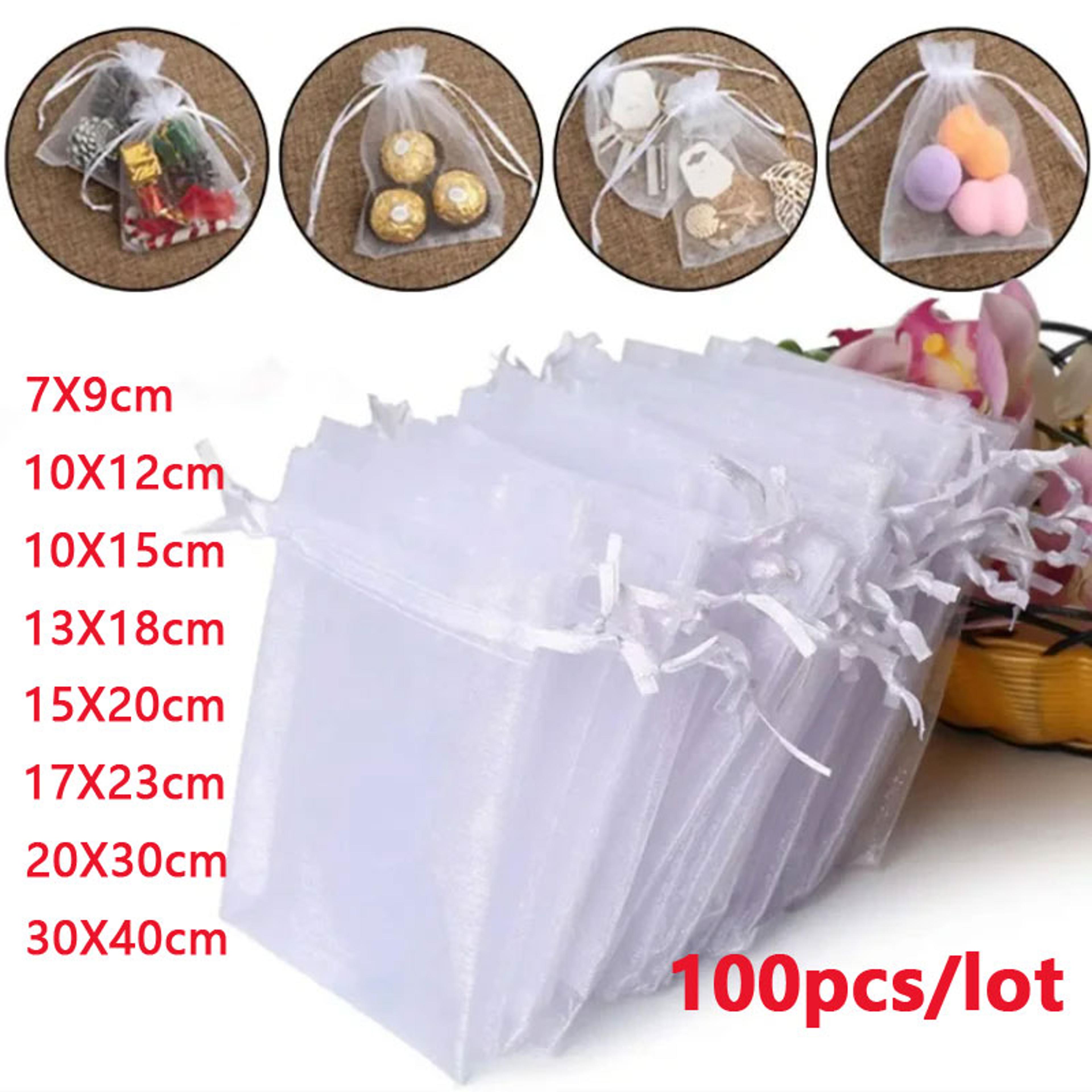 hundred pack organza drawstring gift bags for jewelry packaging and party favors