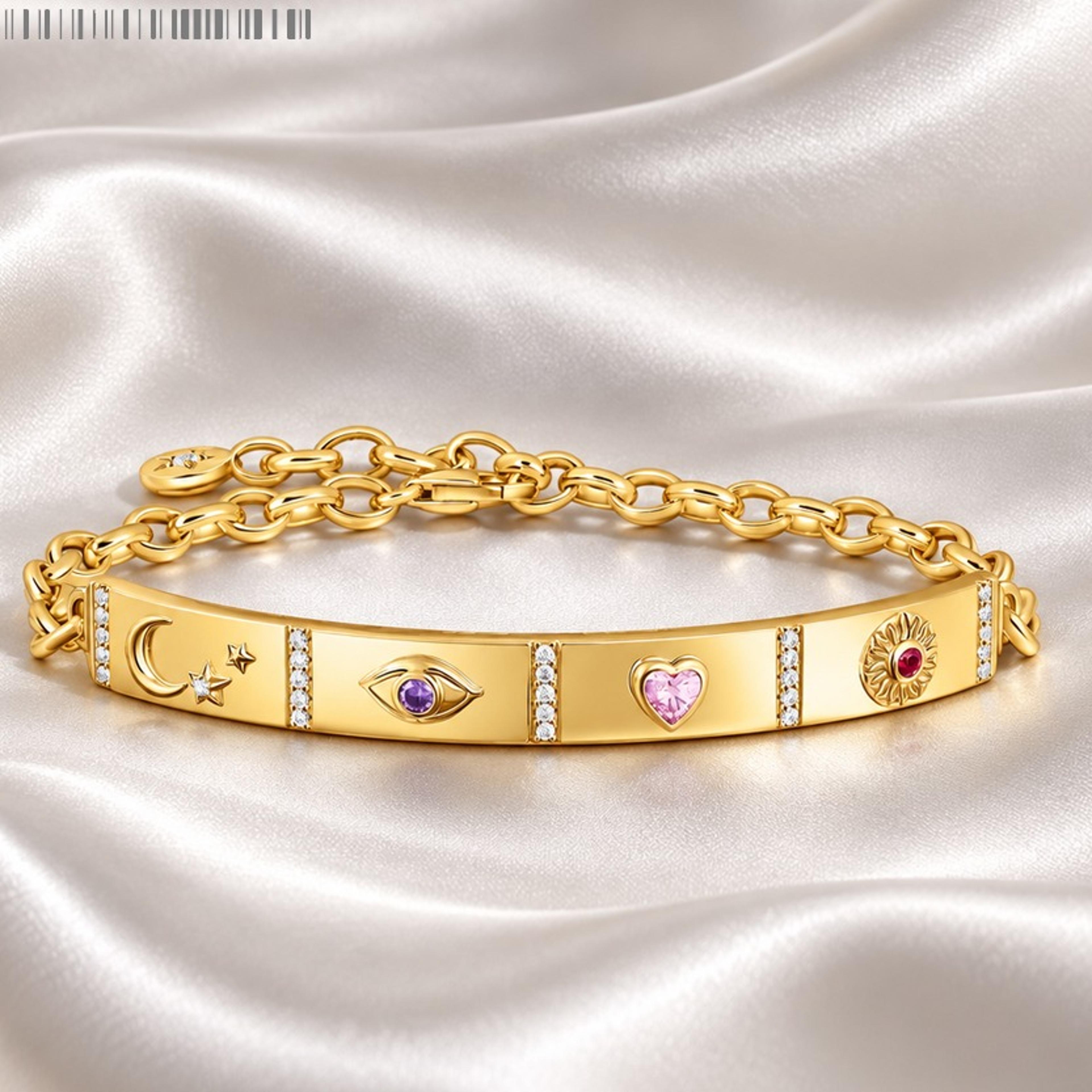 yellow gold plated sterling silver cosmic talisman star bracelet for women