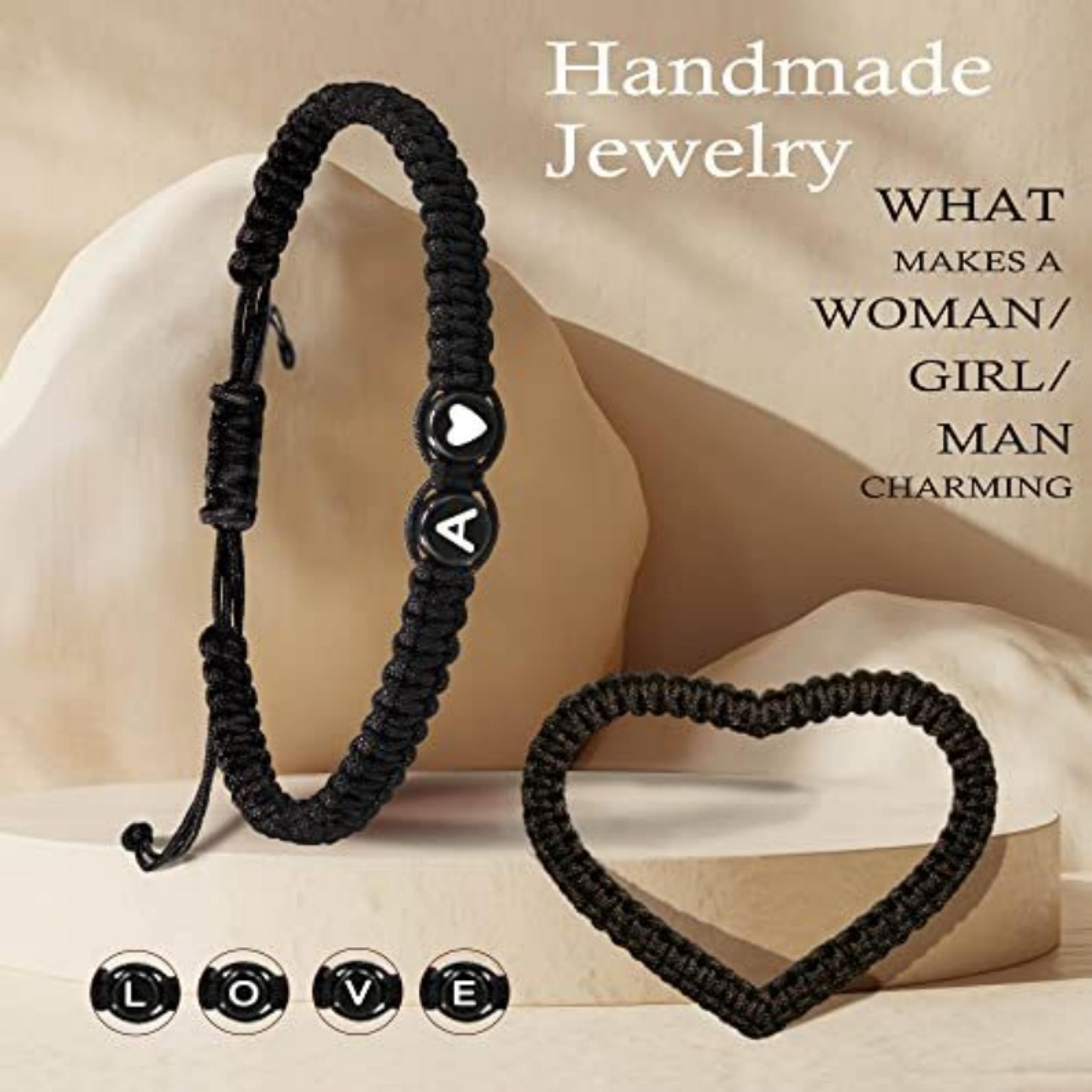 personalized initial heart bracelet adjustable braided friendship jewelry
