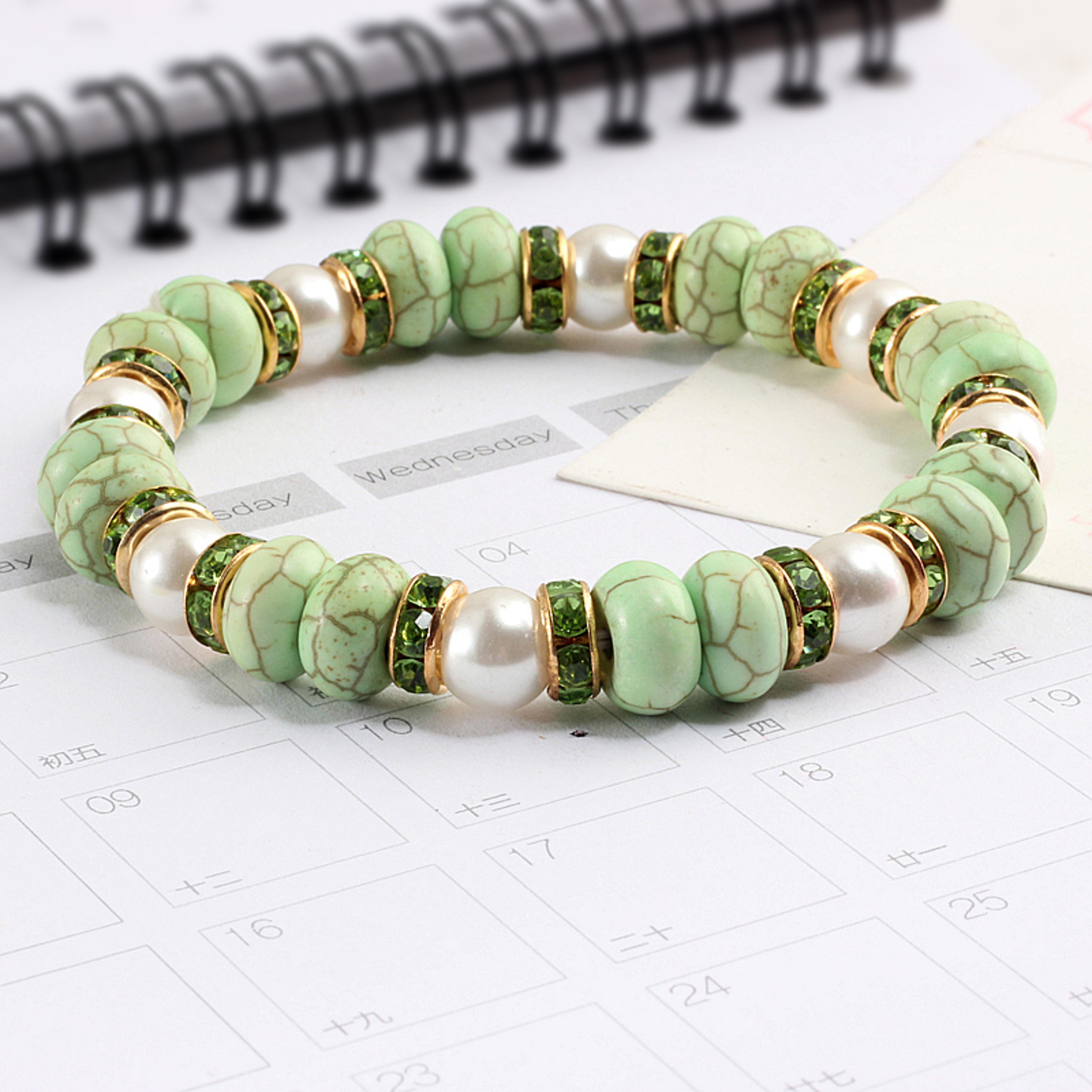 natural stone beaded elastic bracelet for men and women