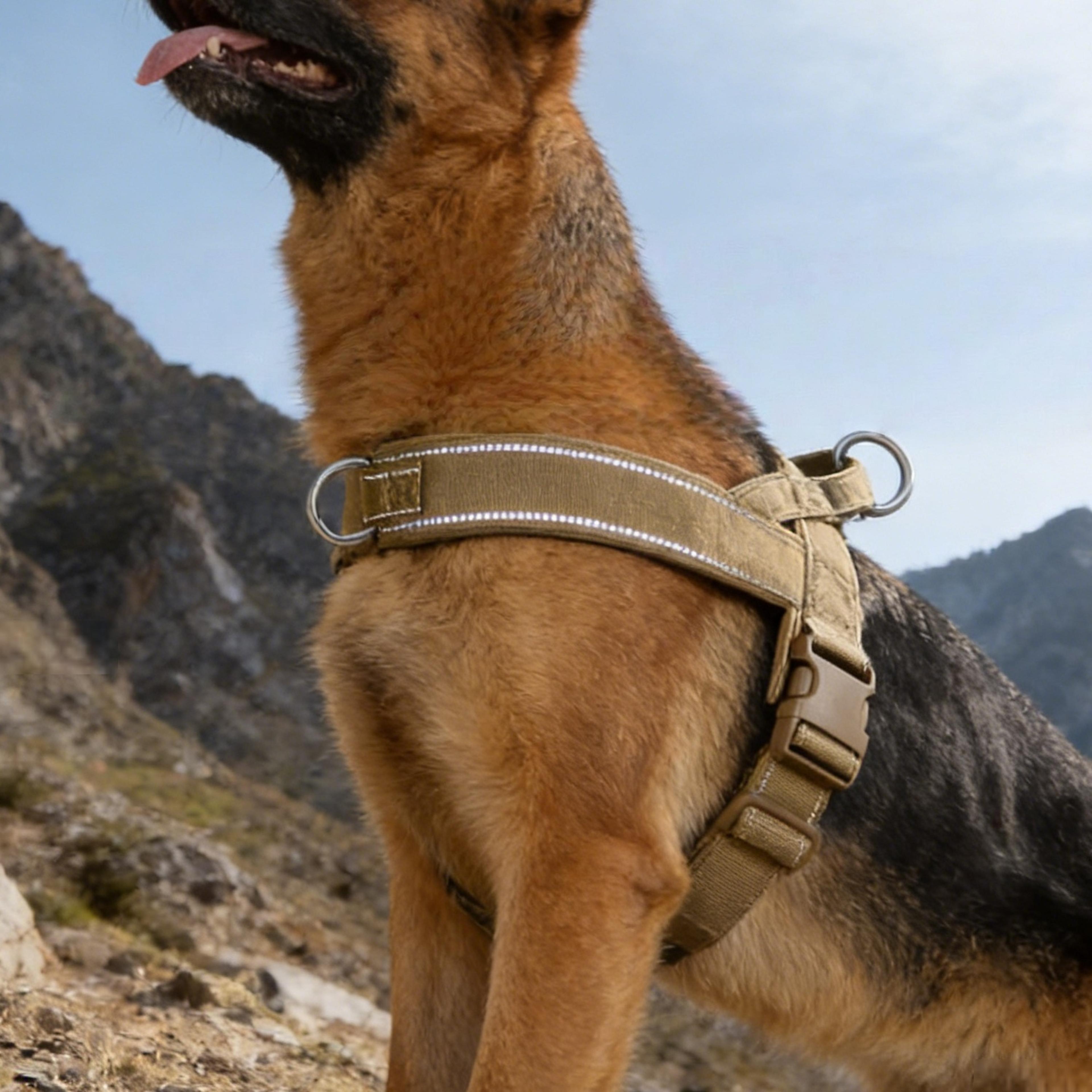 tactical no pull dog harness with reflective strip and adjustable padded vest