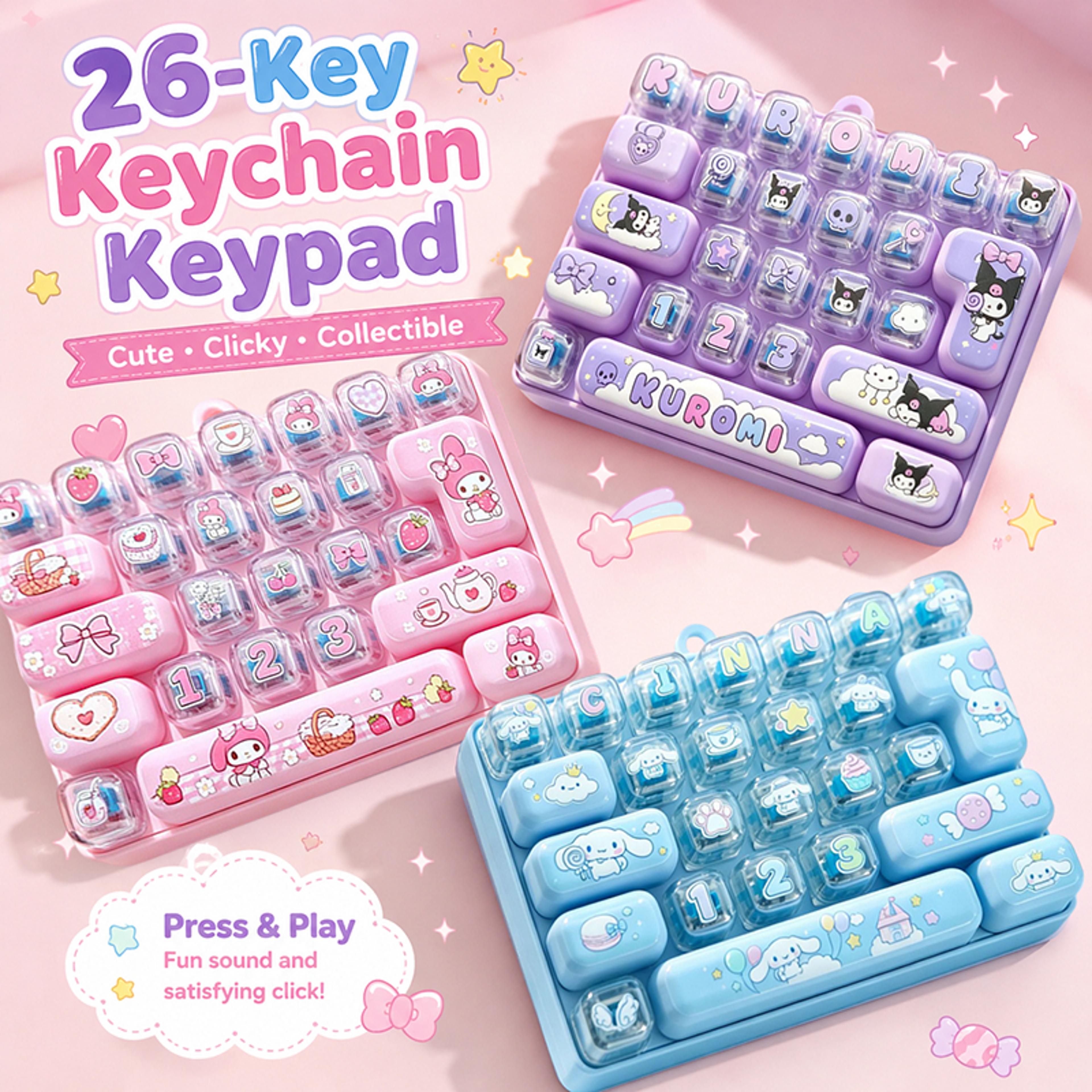 twentysix key keyboard clicker keychain cartoon abs bag charm