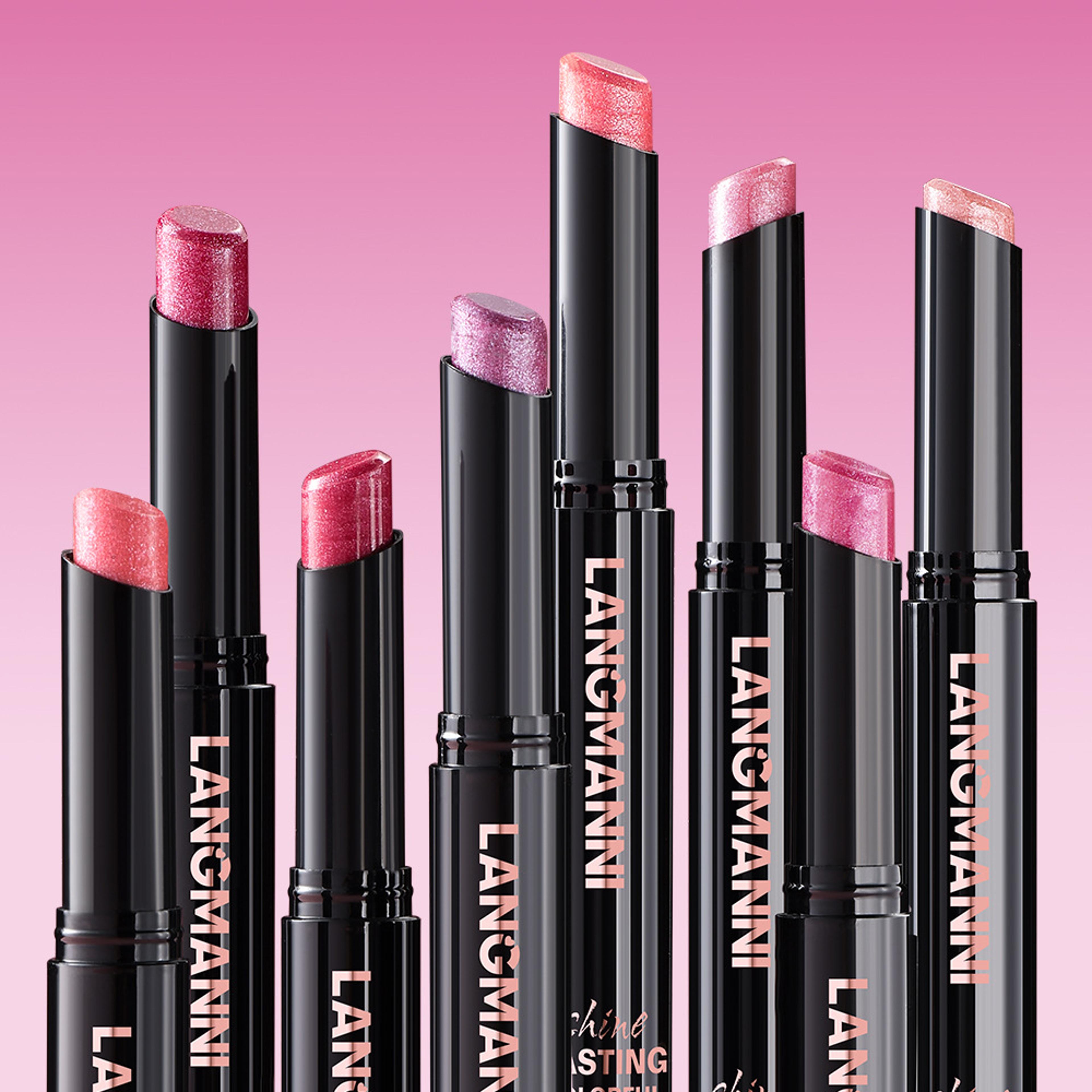 slant mouth pearlescent twist up lipstick, swivel slant mouth design, long lasting color lip gloss, 10 shades