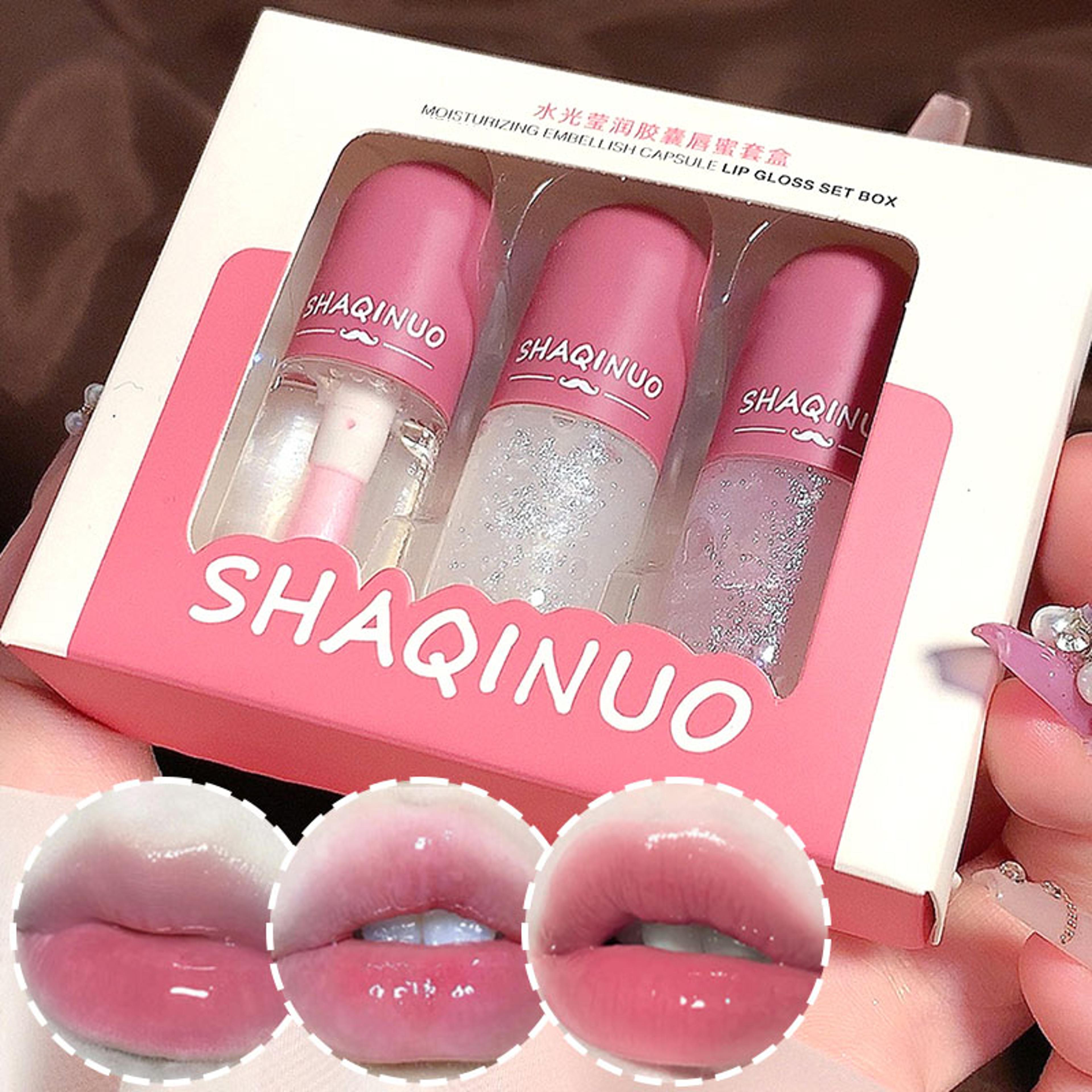 capsule lip honey kit moisturizes, mirror surface sparkling, transparent glass lip oil, hydrating clear shine gift set