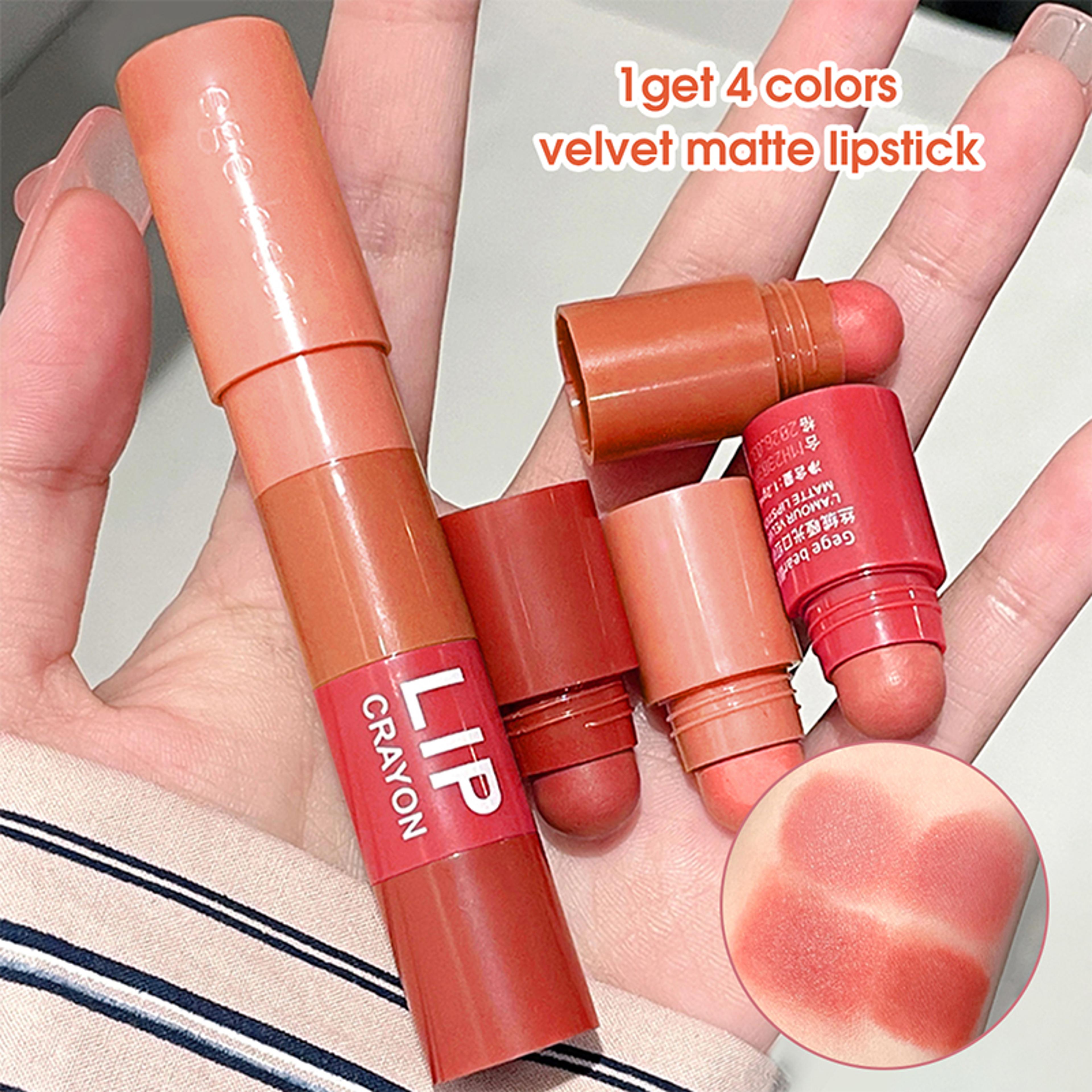 4-color matte velvet mist lipstick, waterproof non-stick cup, long-lasting wear lipstick for women, smooth velvet finish