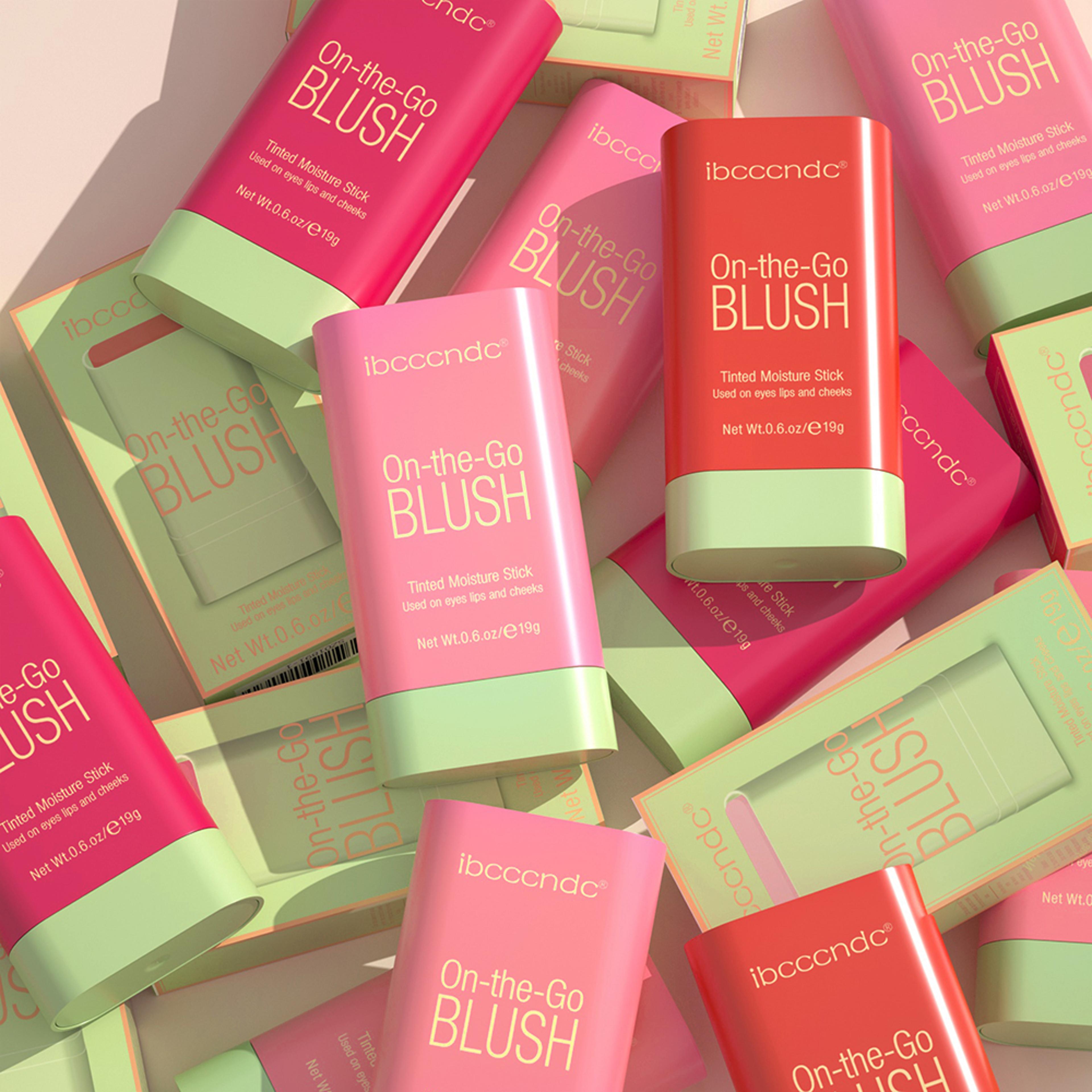 tinted moisture blush stick, cheek blusher cosmetics, 3 in 1 makeup tube for lips eyes cheeks, glow, blendable soft