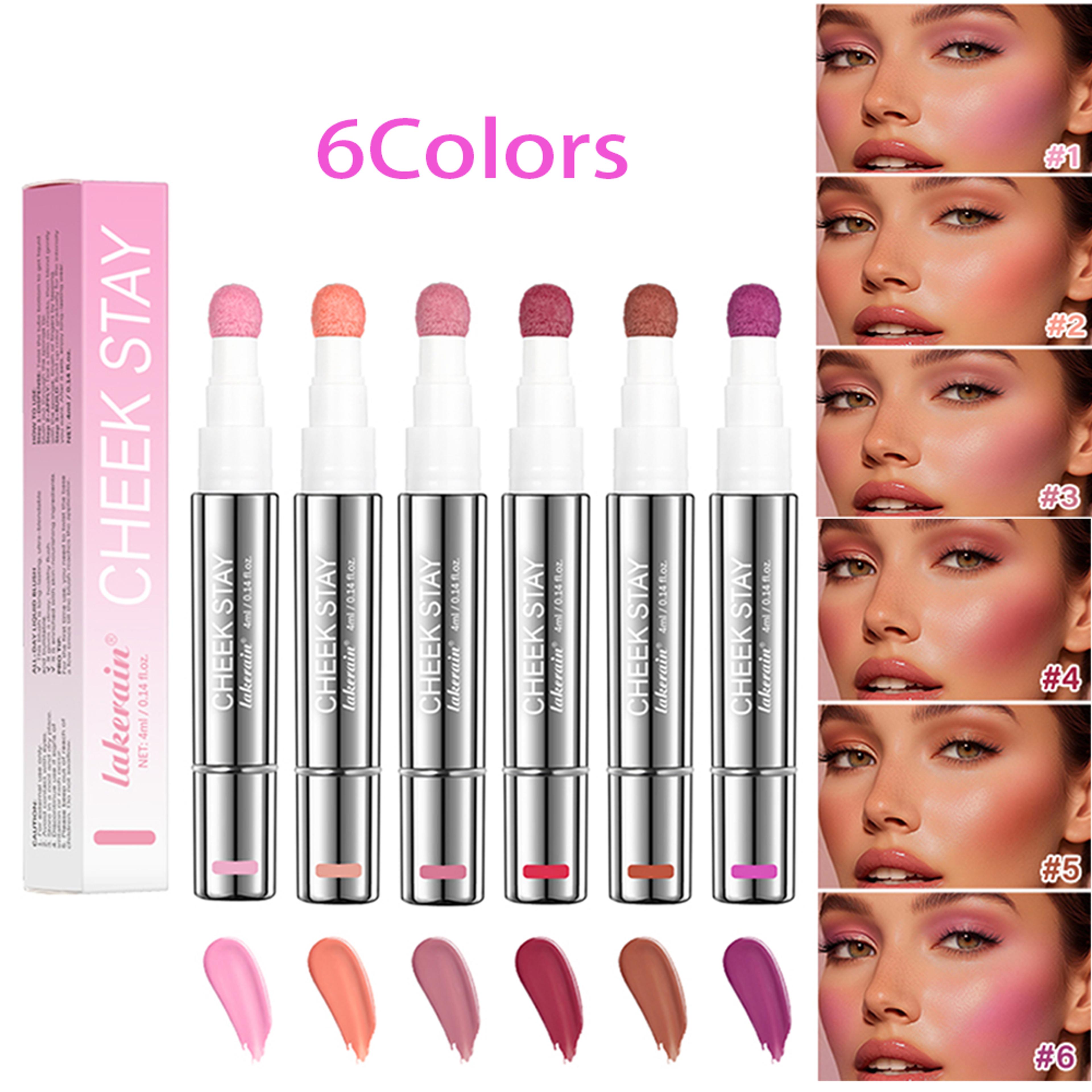 long lasting blendable liquid blush, cheek blusher with sponge applicator, dewy buildable cheek makeup, all day wear