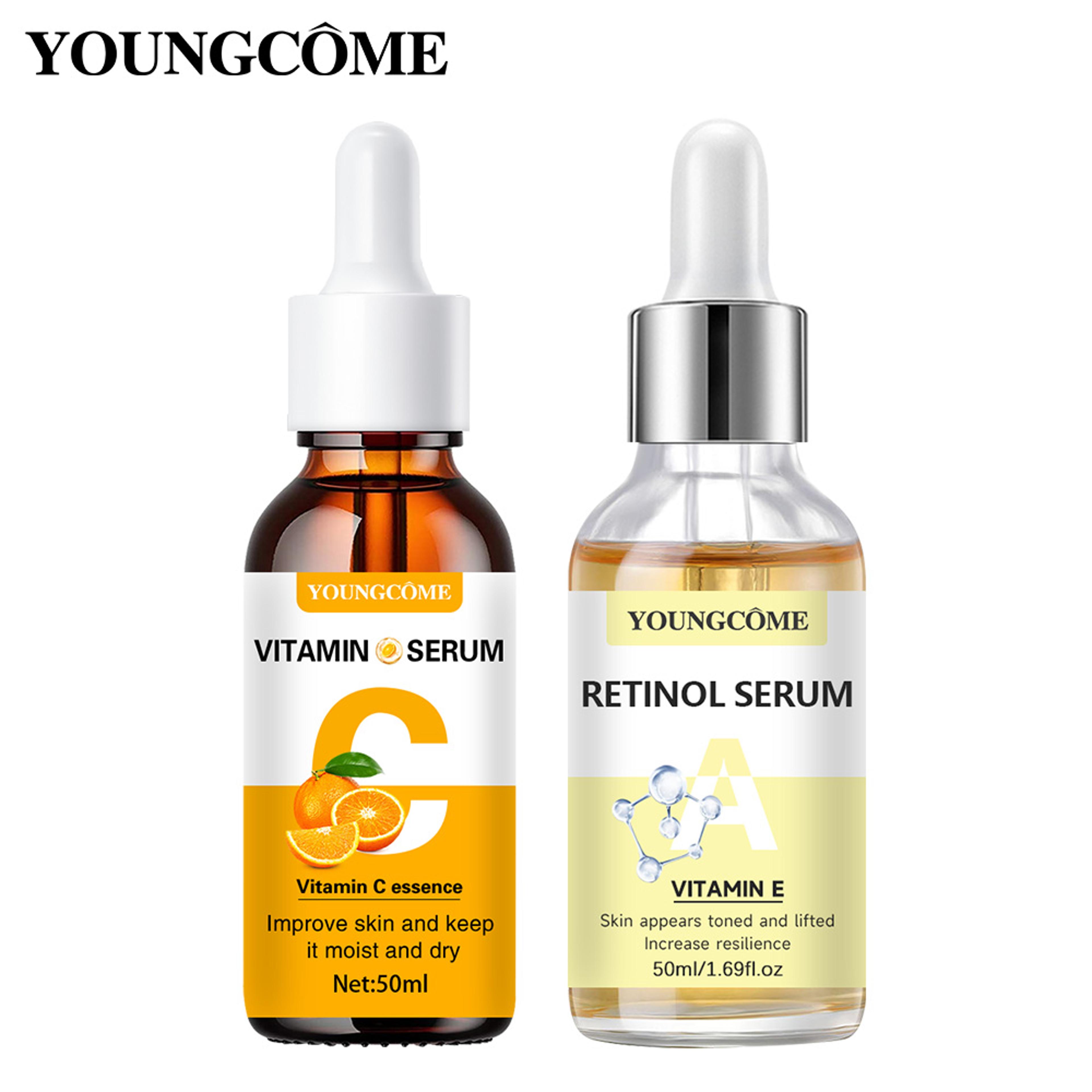 vitamin c and retinol, fortified serum rich in vc, keep skin hydrated and smooth, smooth fine lines and wrinkles
