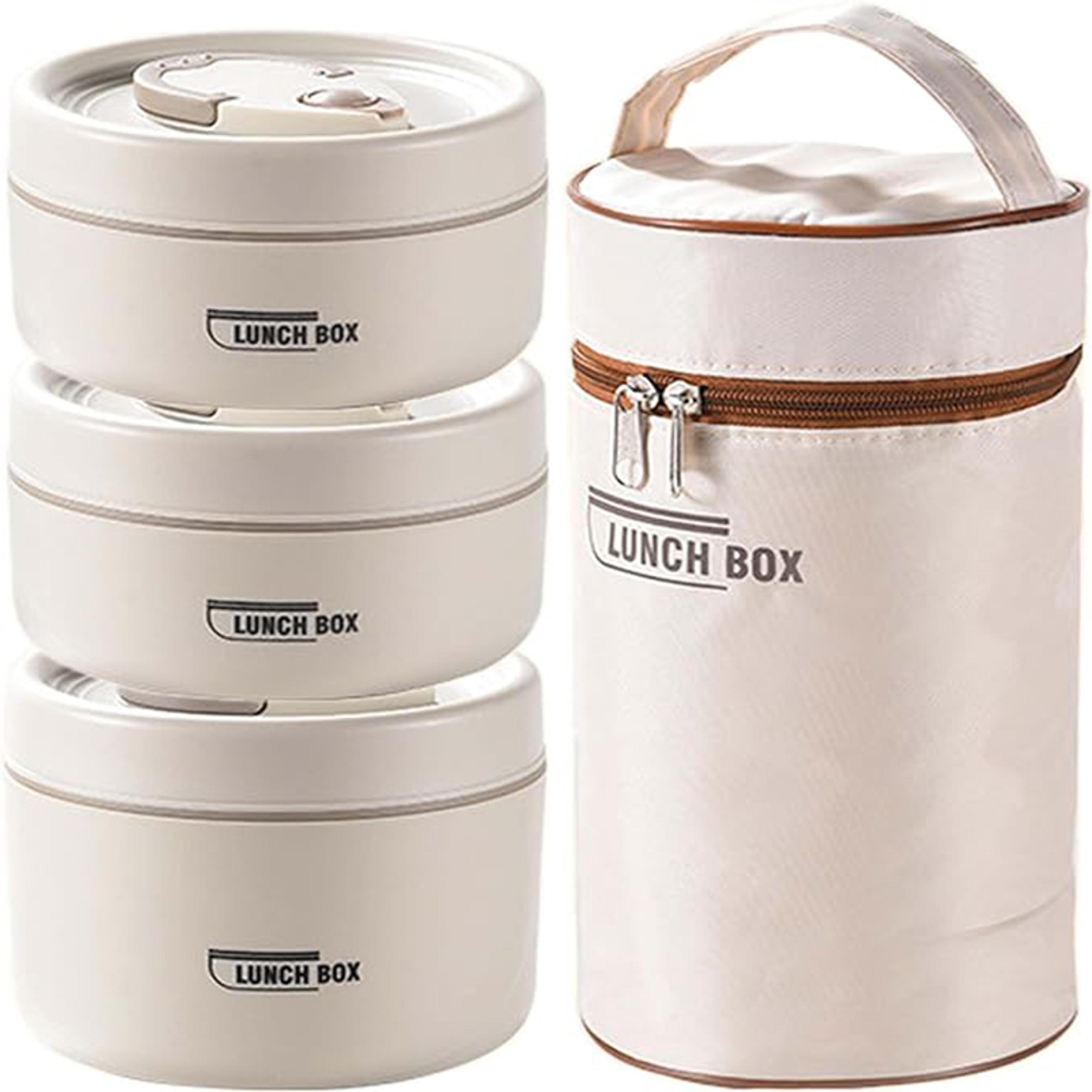 Insulated Lunch Container Set, Portable Thermal Food Storage Stackable For Adults Kids, Bento-Style Lunch Box