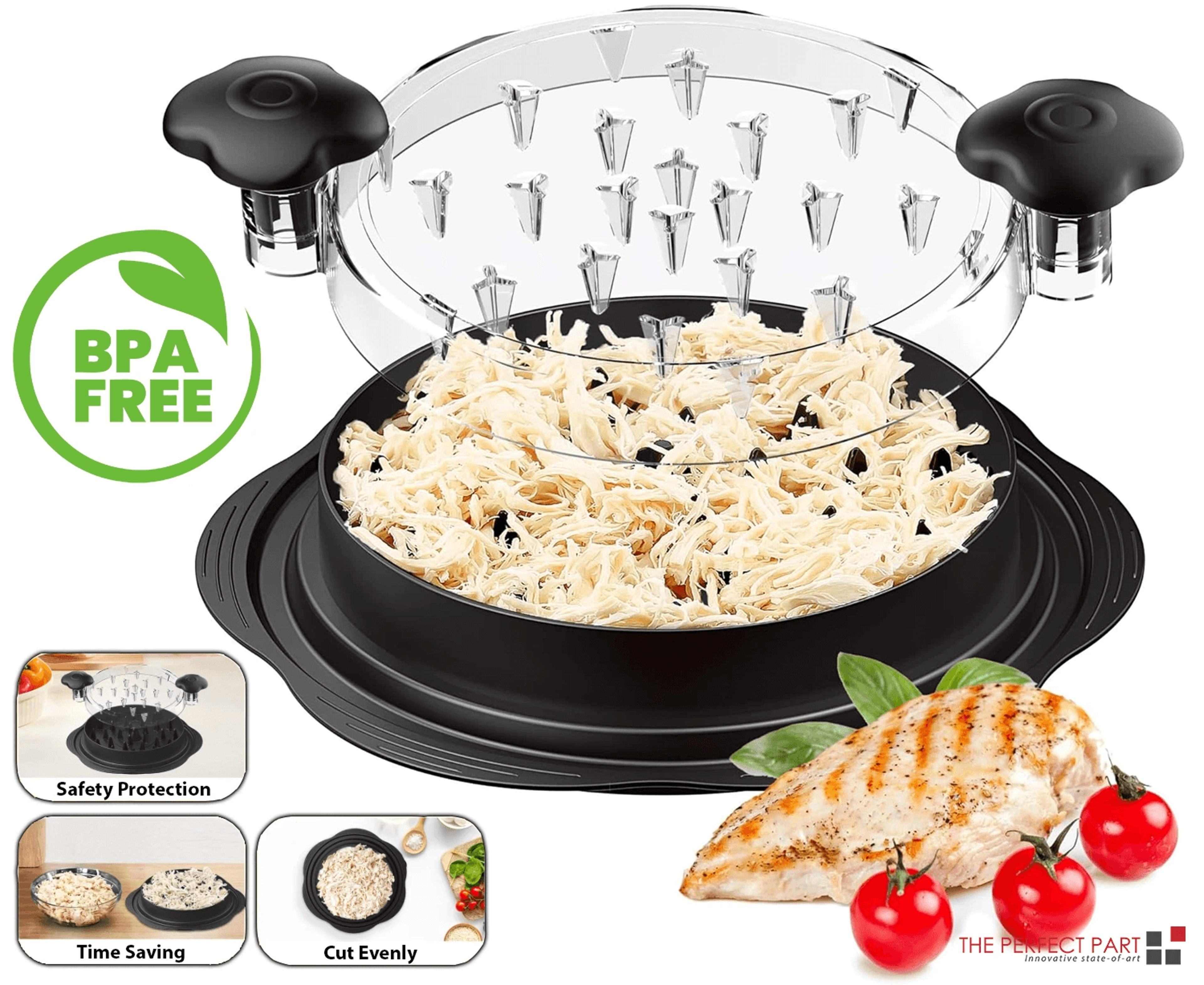 large chicken shredder tool twist, meat shredding grinder with non-slip base, bpa-free handles, dishwasher safe
