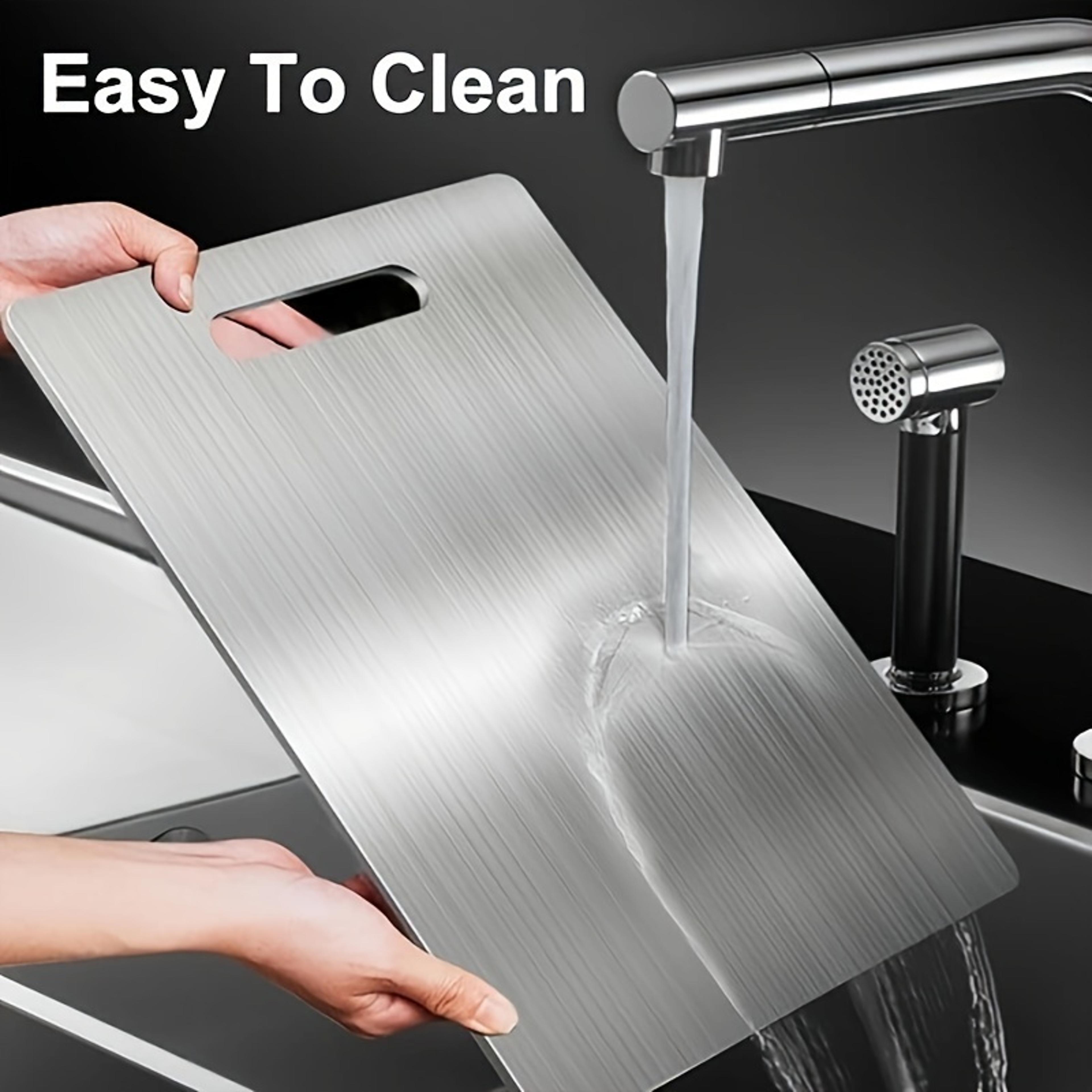 stainless steel cutting board set, food contact safe boards for vegetable, meat & bread slicing, easy clean