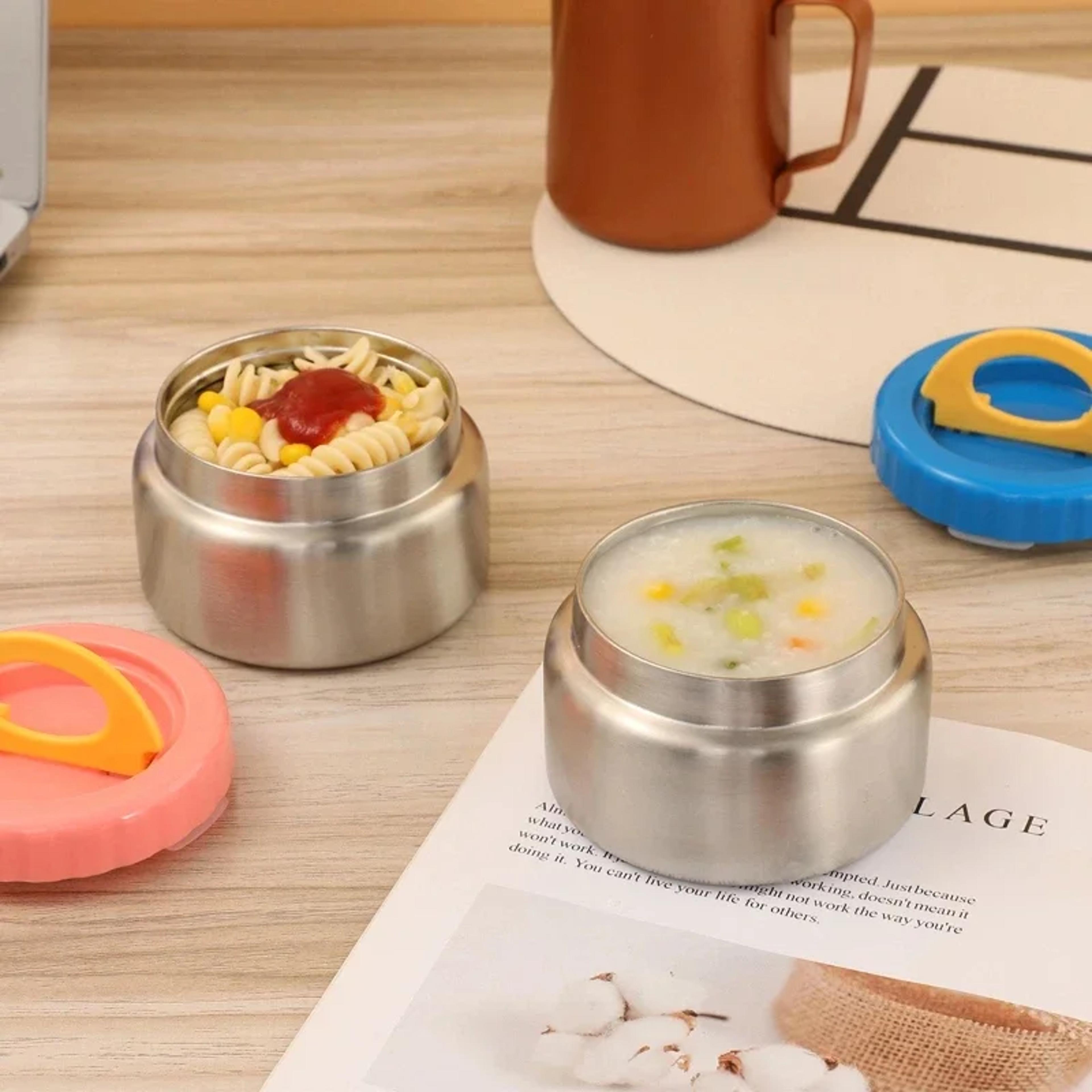 soup thermo wide mouth vacuum insulated food jar, leak proof stainless steel kids lunch container for school, hot cold