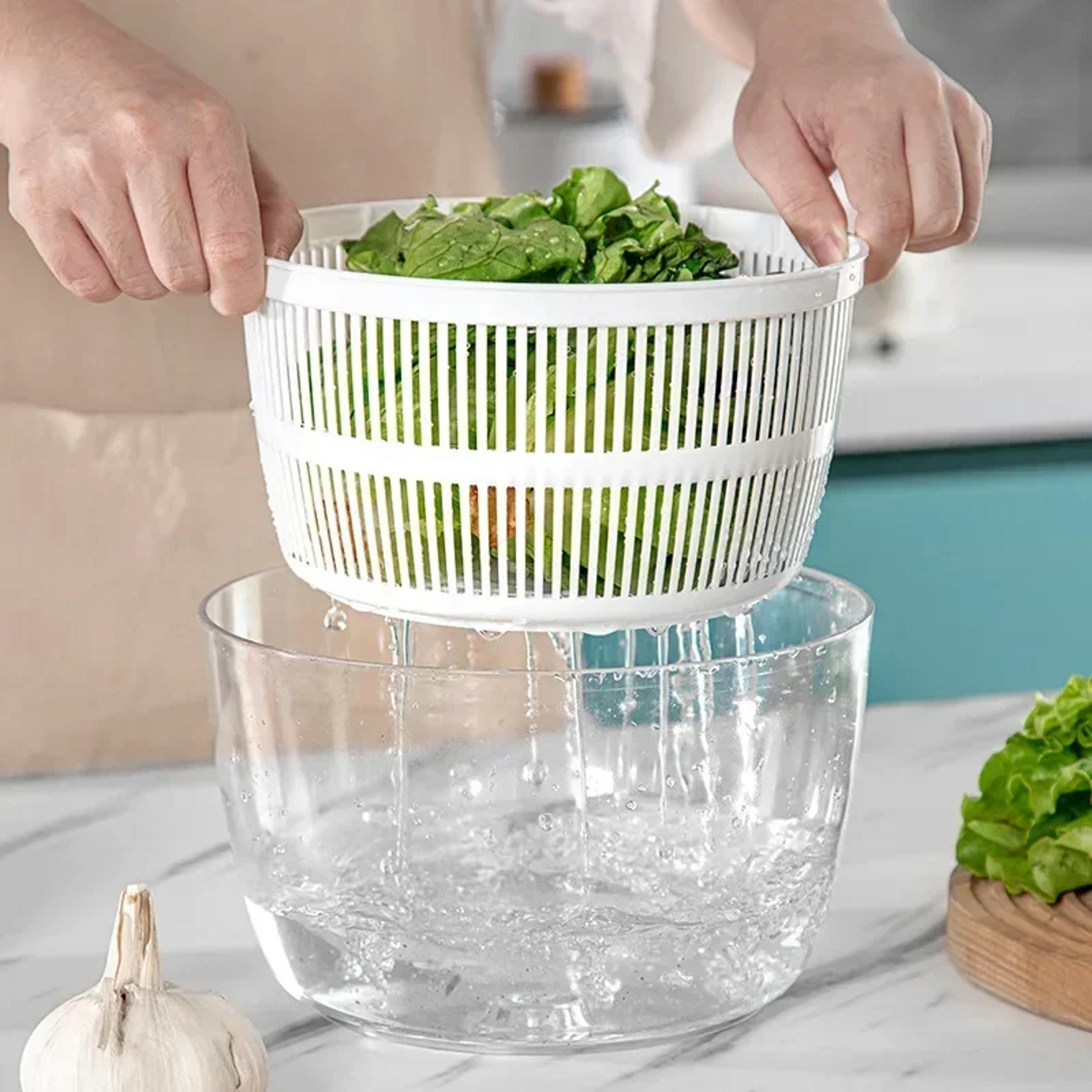 multifunctional vegetables salad spinner, lettuce leaf washer & vegetable dehydrator, salad dryer mixer for fresh & cris