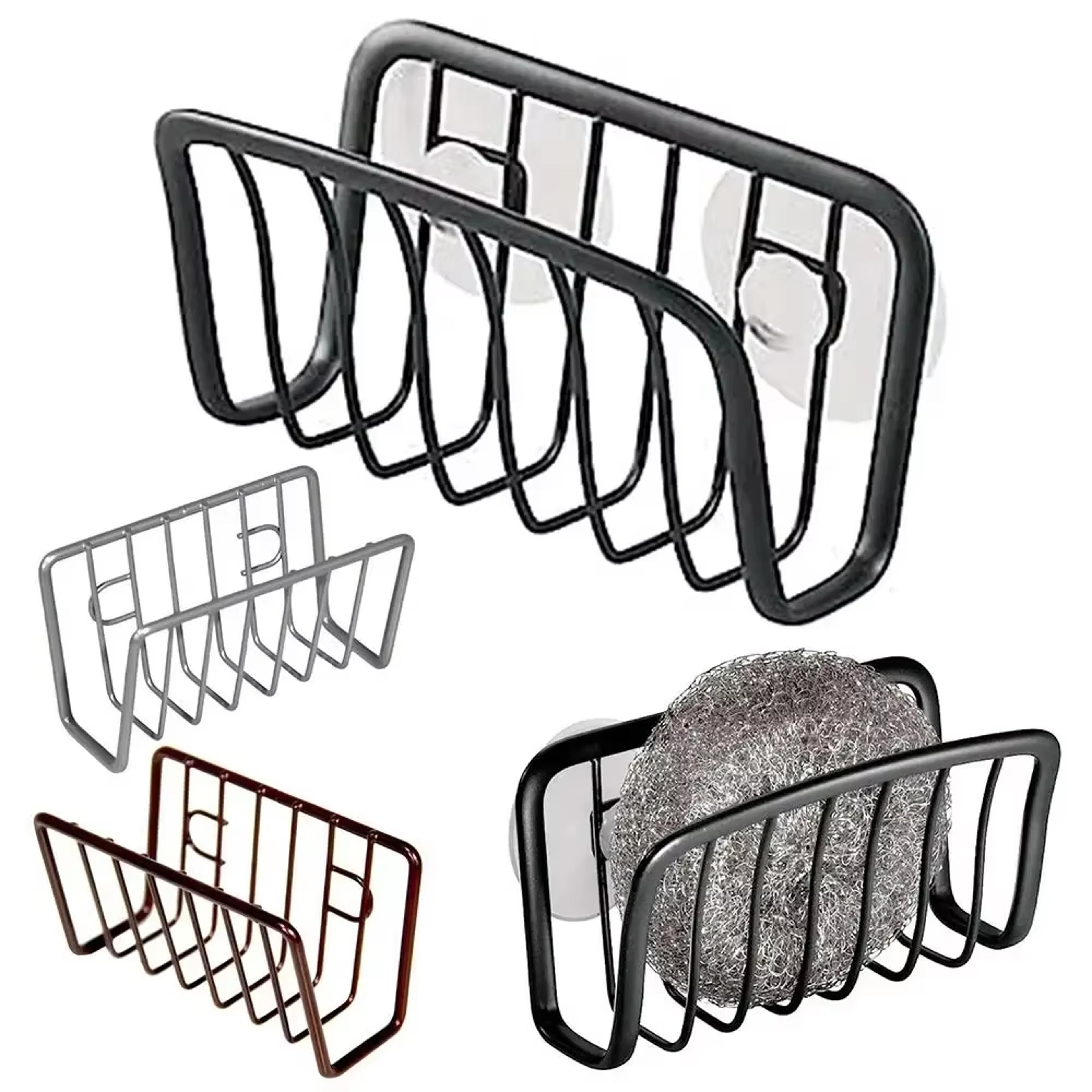 sink sponge rack, drain storage shelf, stainless steel kitchen organizer holder for wire ball and rag