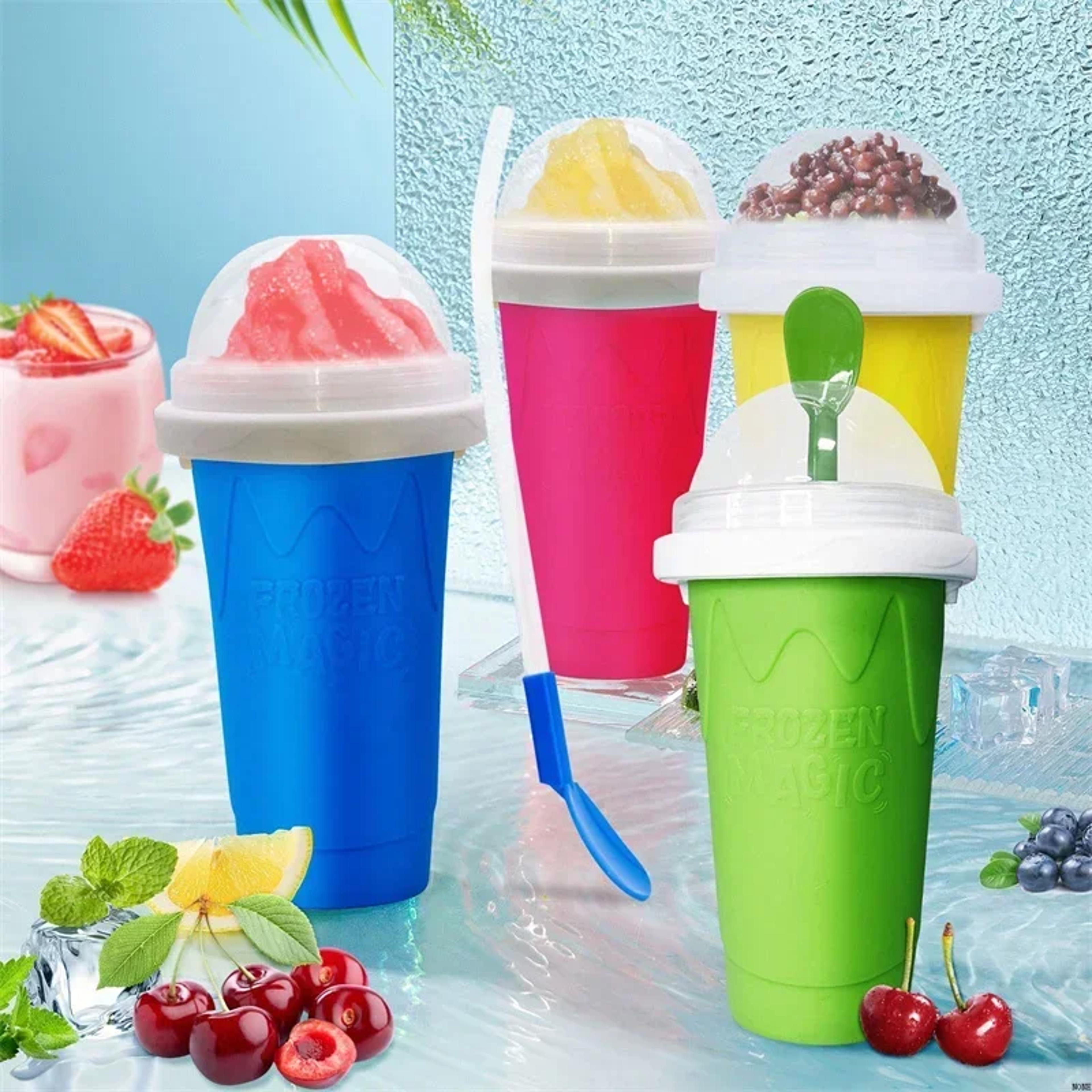 quick-frozen slushy maker cup, summer pinch cups for homemade smoothies, juice, ice cream, summer squeeze beker kitchen