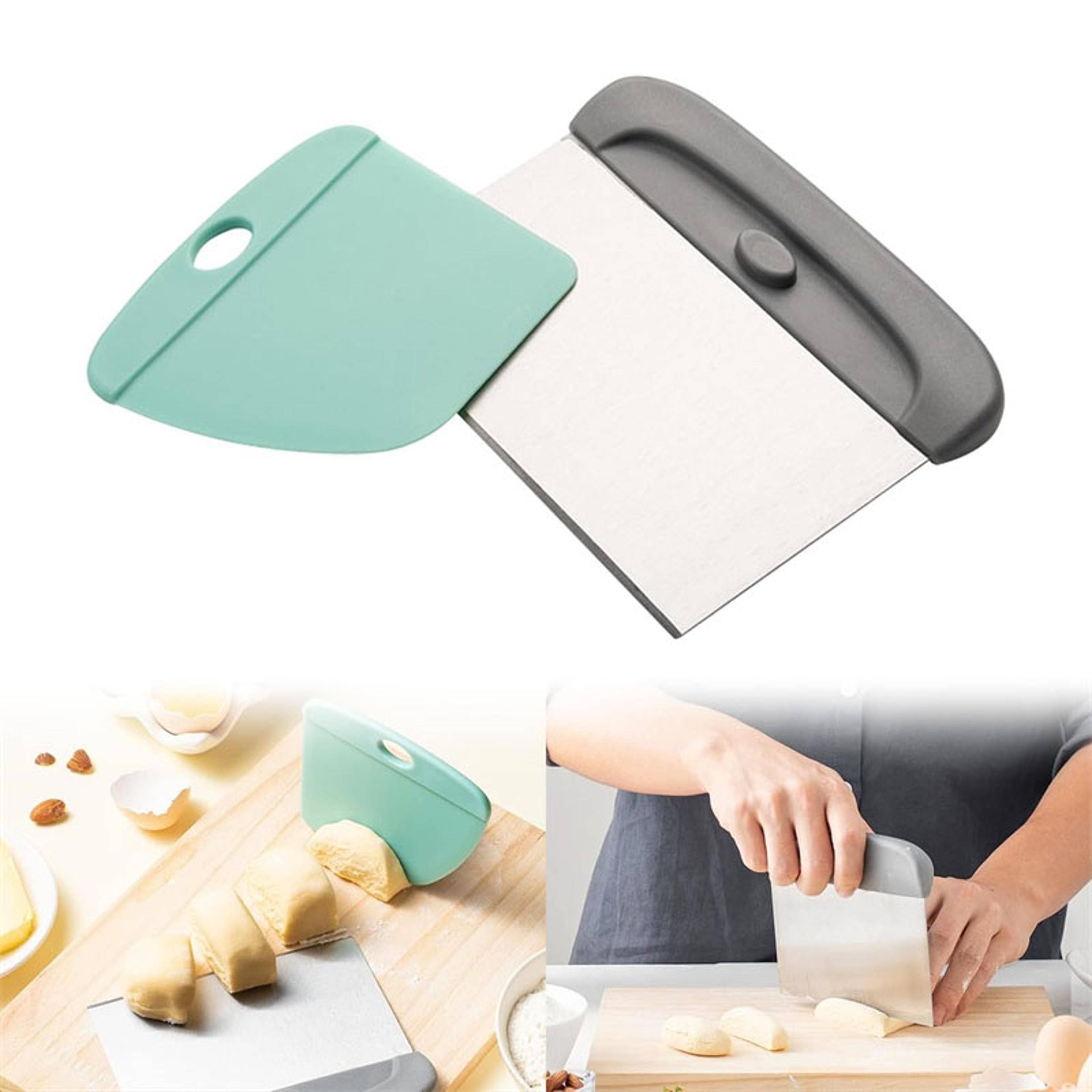 dough scraper set, stainless steel pastry scraper for bread, cake, pizza, baking, flexible bowl scraper tools, baking