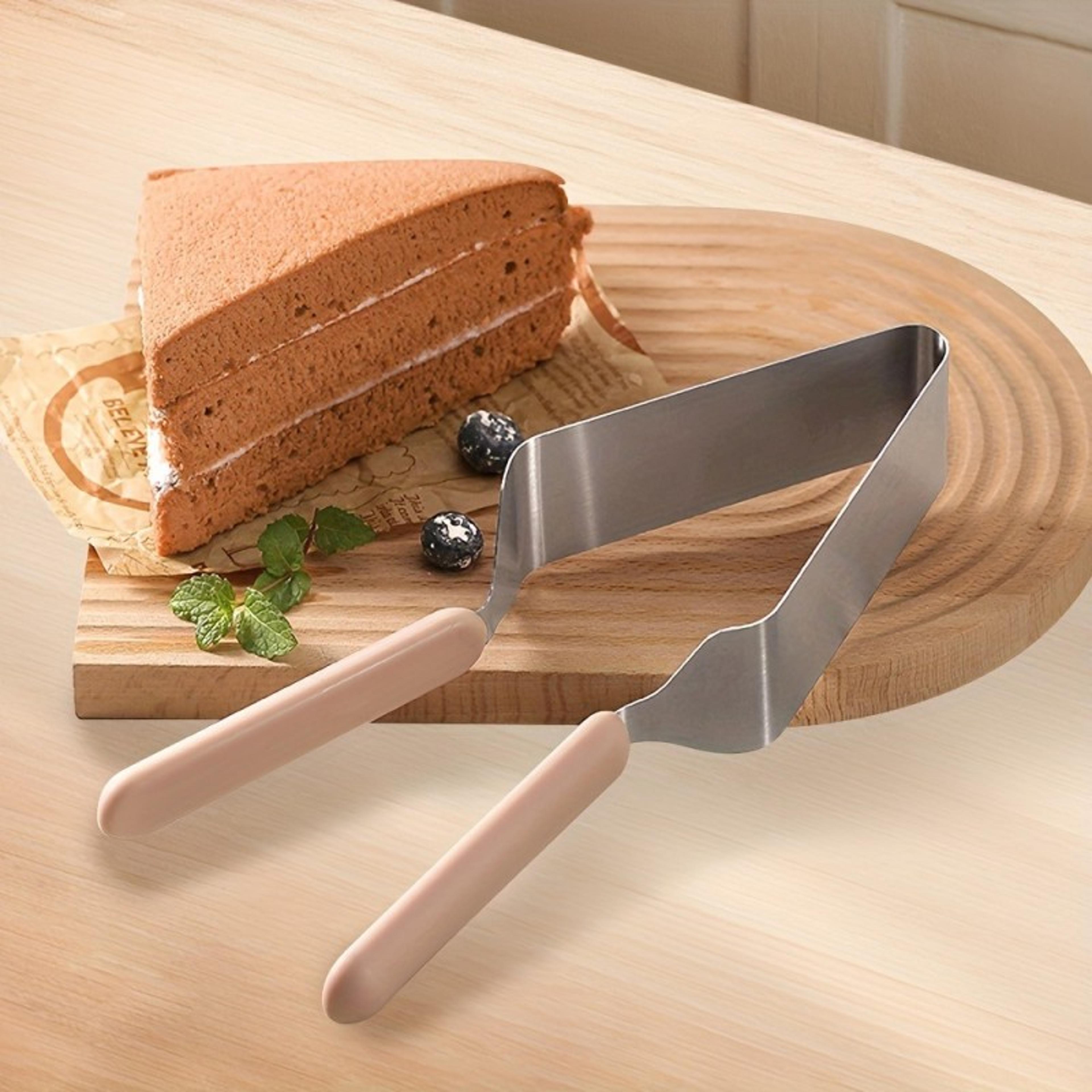 stainless steel cake lifter set, triangle slicing server, layer separator, non-scratch tool for even portions, perfect