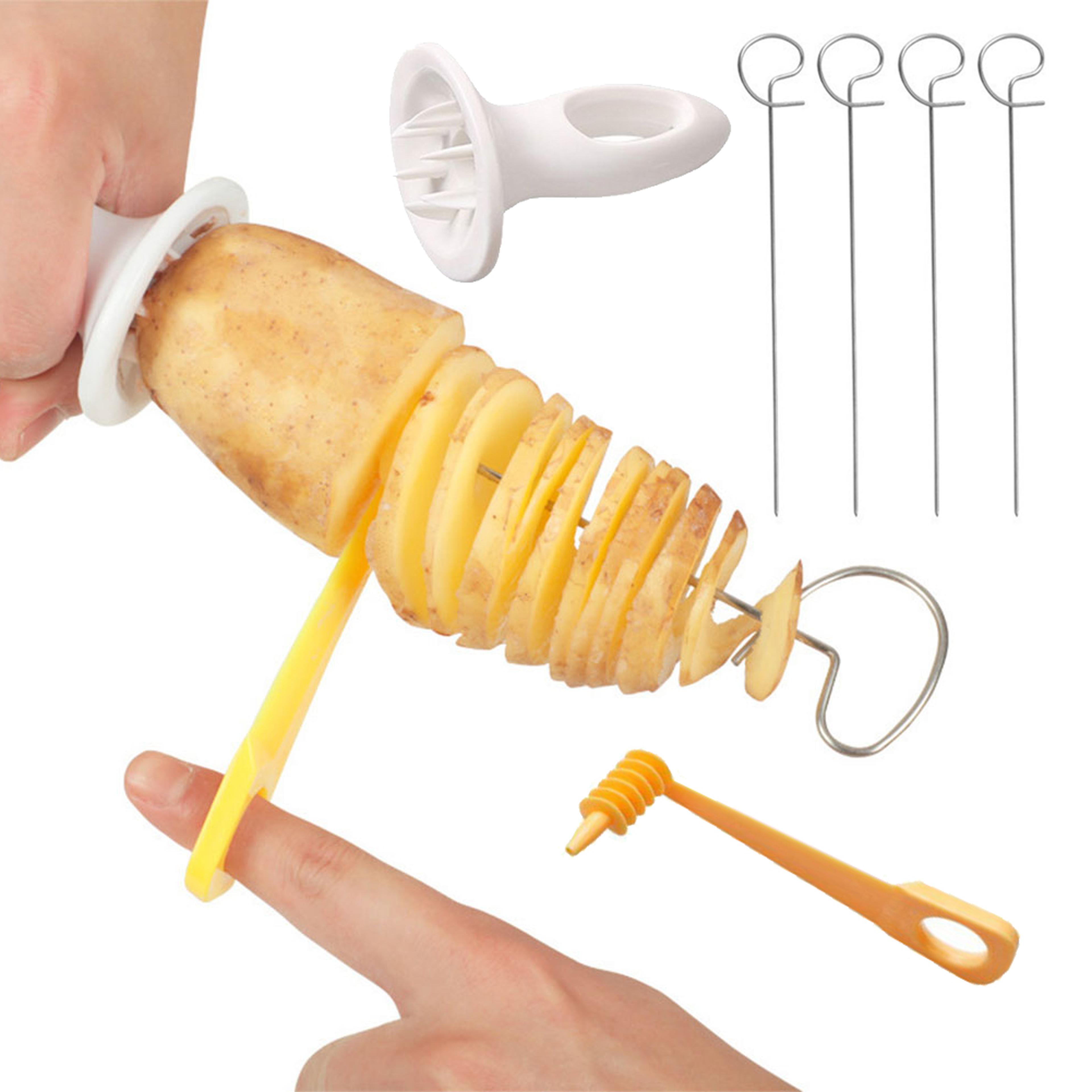 stainless steel plastic rotate potato slicer, twist potato spiral slice cutter, creative vegetable tool, kitchen gadgets